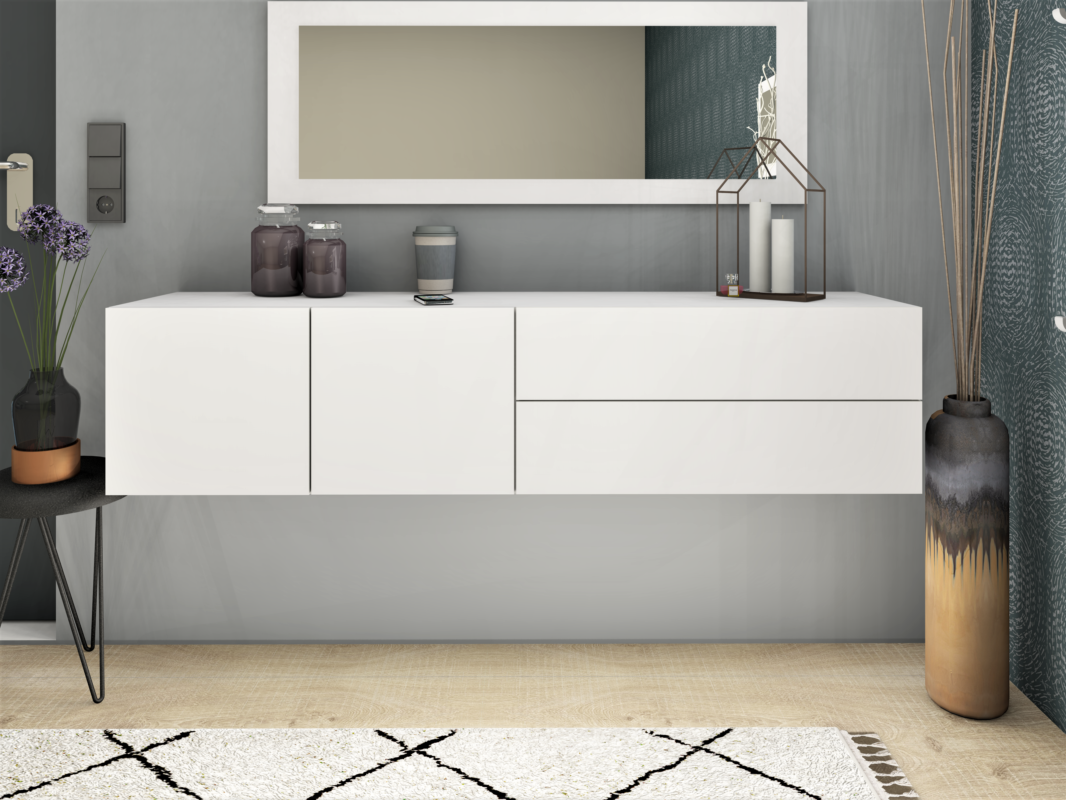 Lowboard Weiß Matt "Sophia" 152 cm