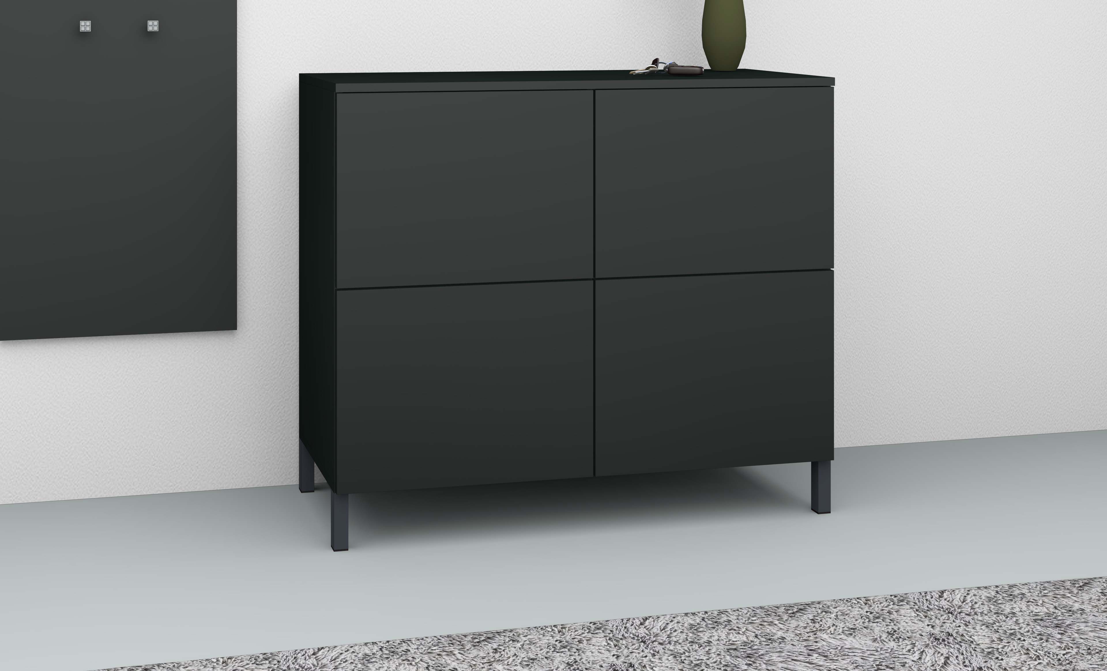 11878446_schwarz-matt_02 Kommode Schwarz Matt "Haama" mit Metallfüßen