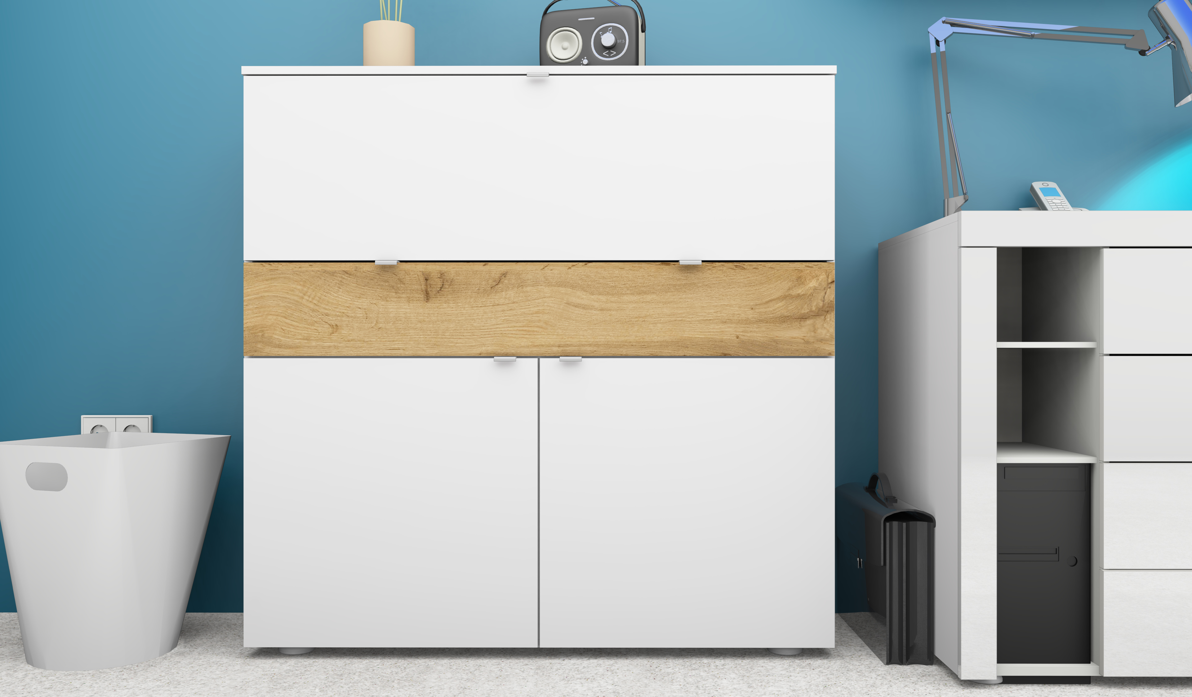 Sekretär Weiß - Eiche "Wim"