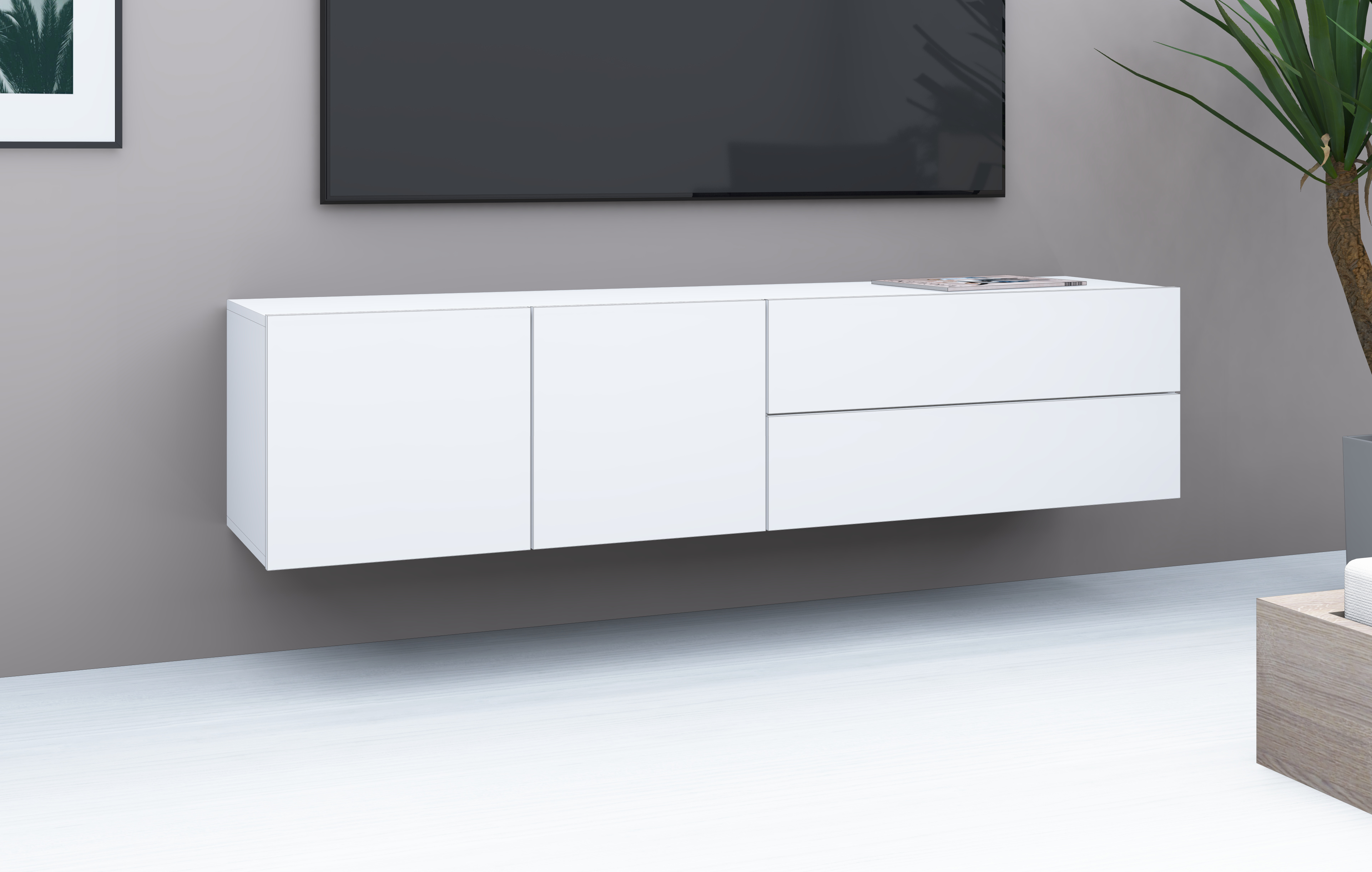 LB-152_2T_2SK_weiss-matt_2 Lowboard Weiß Matt "Sophia" 152 cm