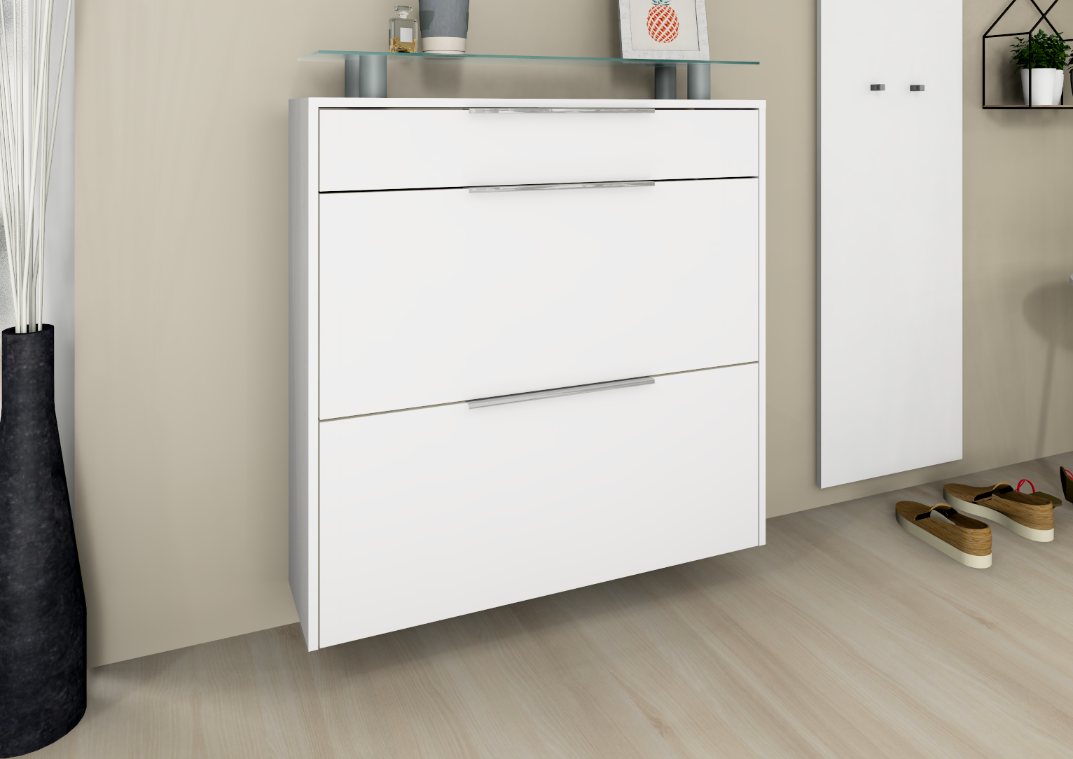 Schuhschrank "Oliva" zum Hängen in weiß matt