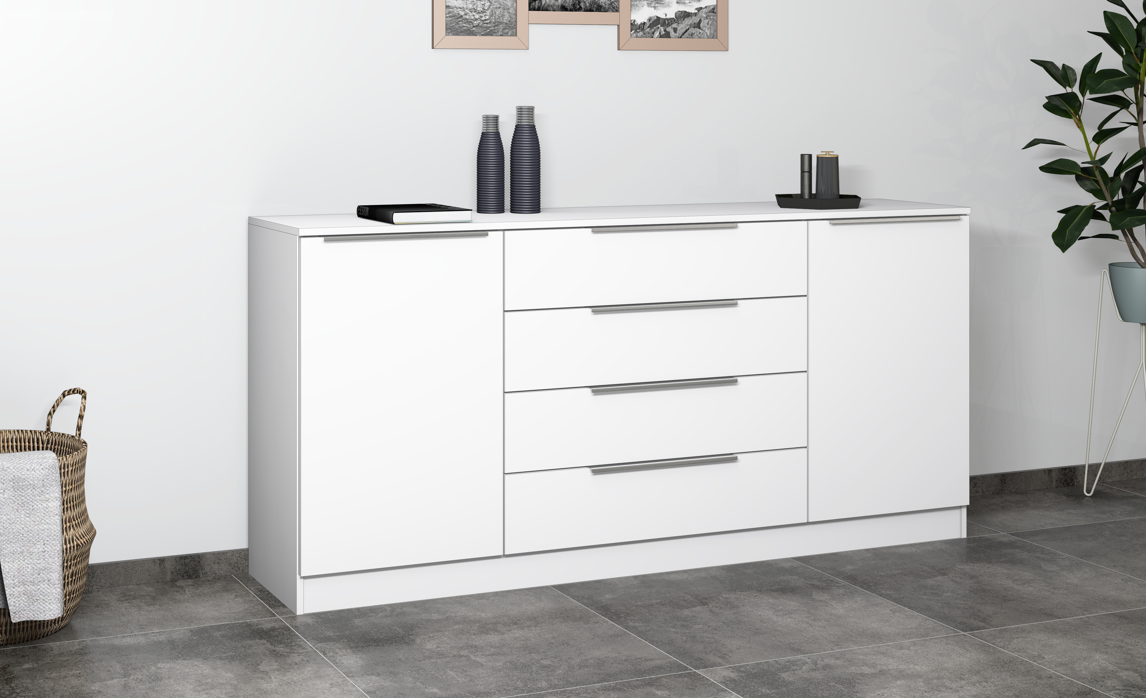 Oliva_SB166_2T_weiss-matt_03 Sideboard Oliva 166 cm Weiß Matt