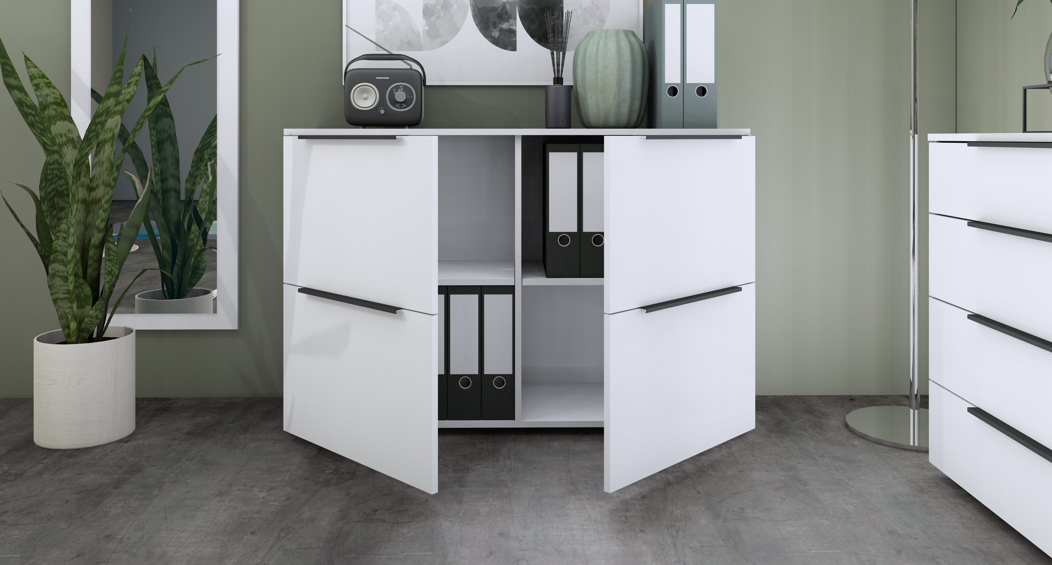 Kommode "Tom" mit 4 Türen in weiß matt