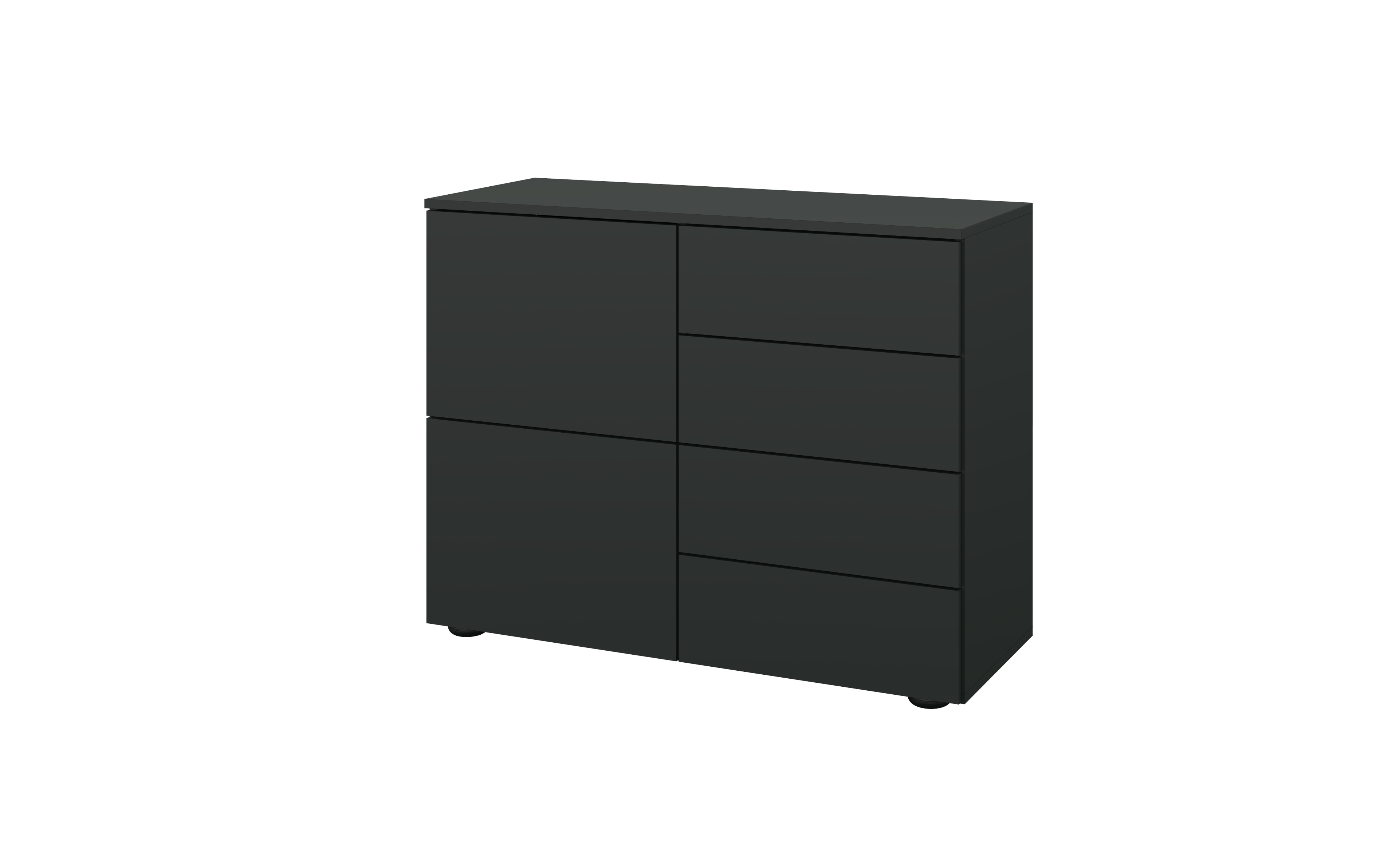 Kommode "Rova" 2 Türen, 4 Schubkästen, schwarz 