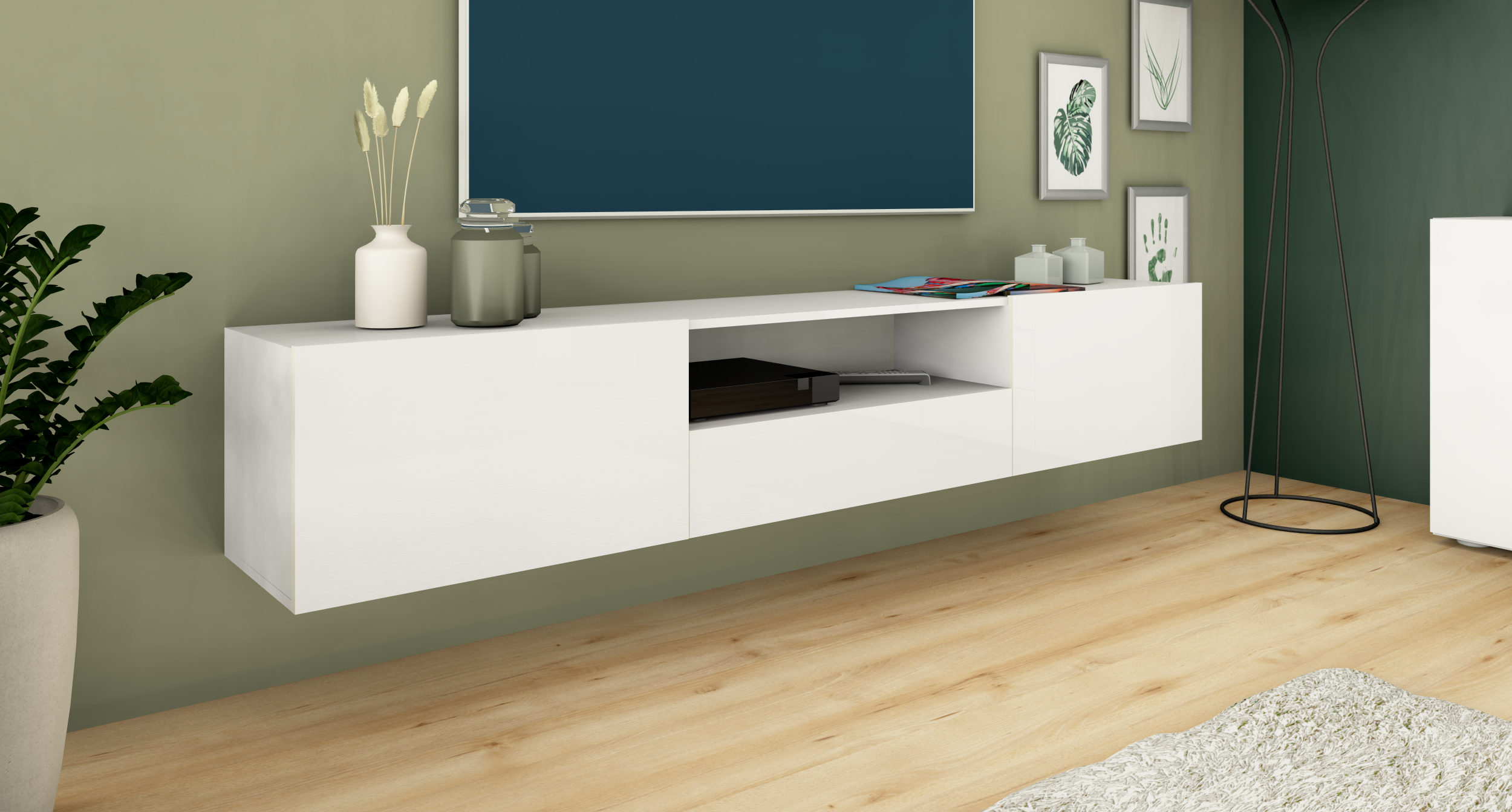 Lowboard Weiß Matt "Sophia" 200 cm