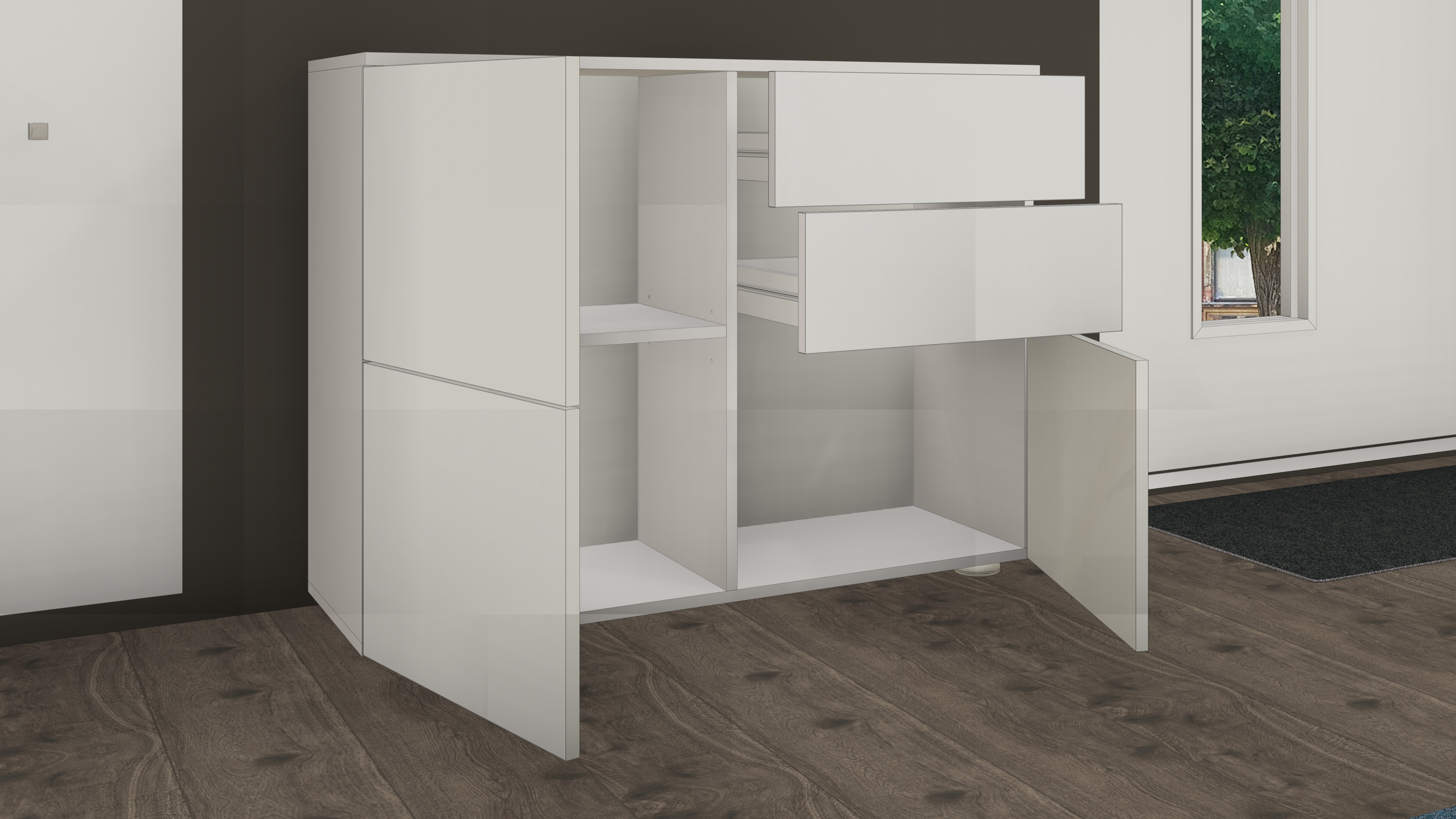 47817561_3 Kommode Weiß Matt "Rova" 3-türig