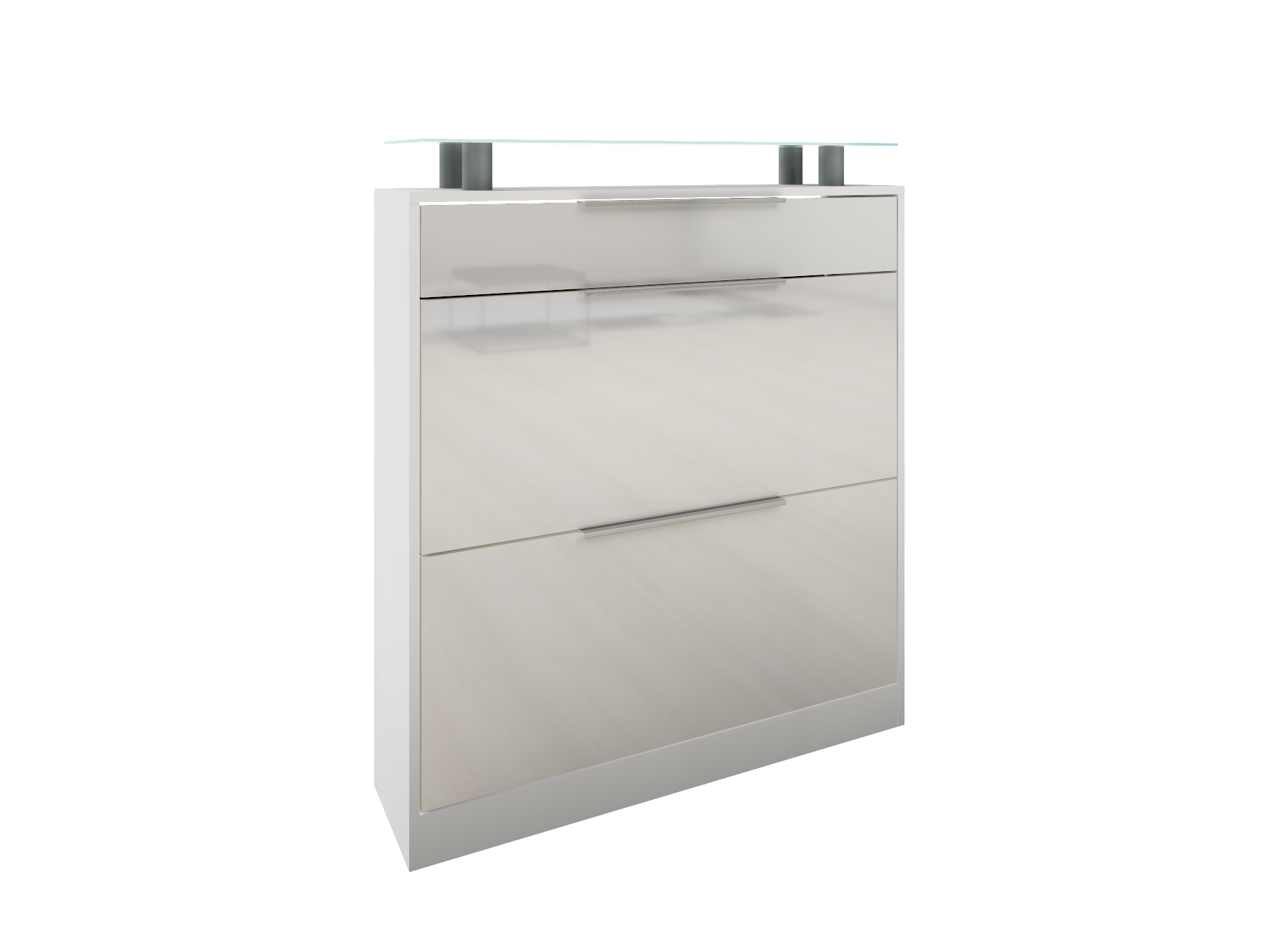 Schuhschrank "Oliva" Weiß Hochglanz