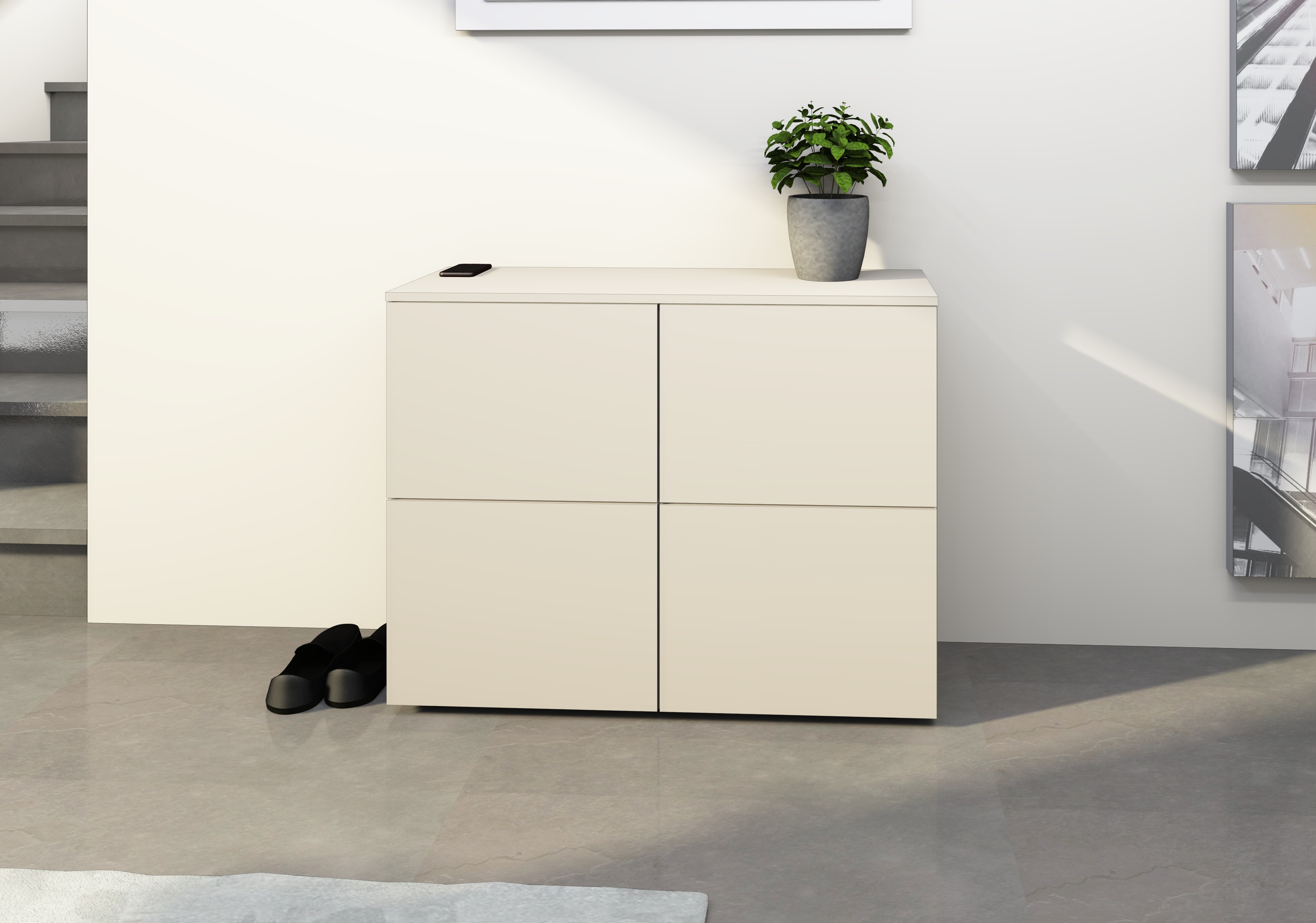 KOM-4T_kaschmir_02 Kommode Rova 4-türig kaschmir