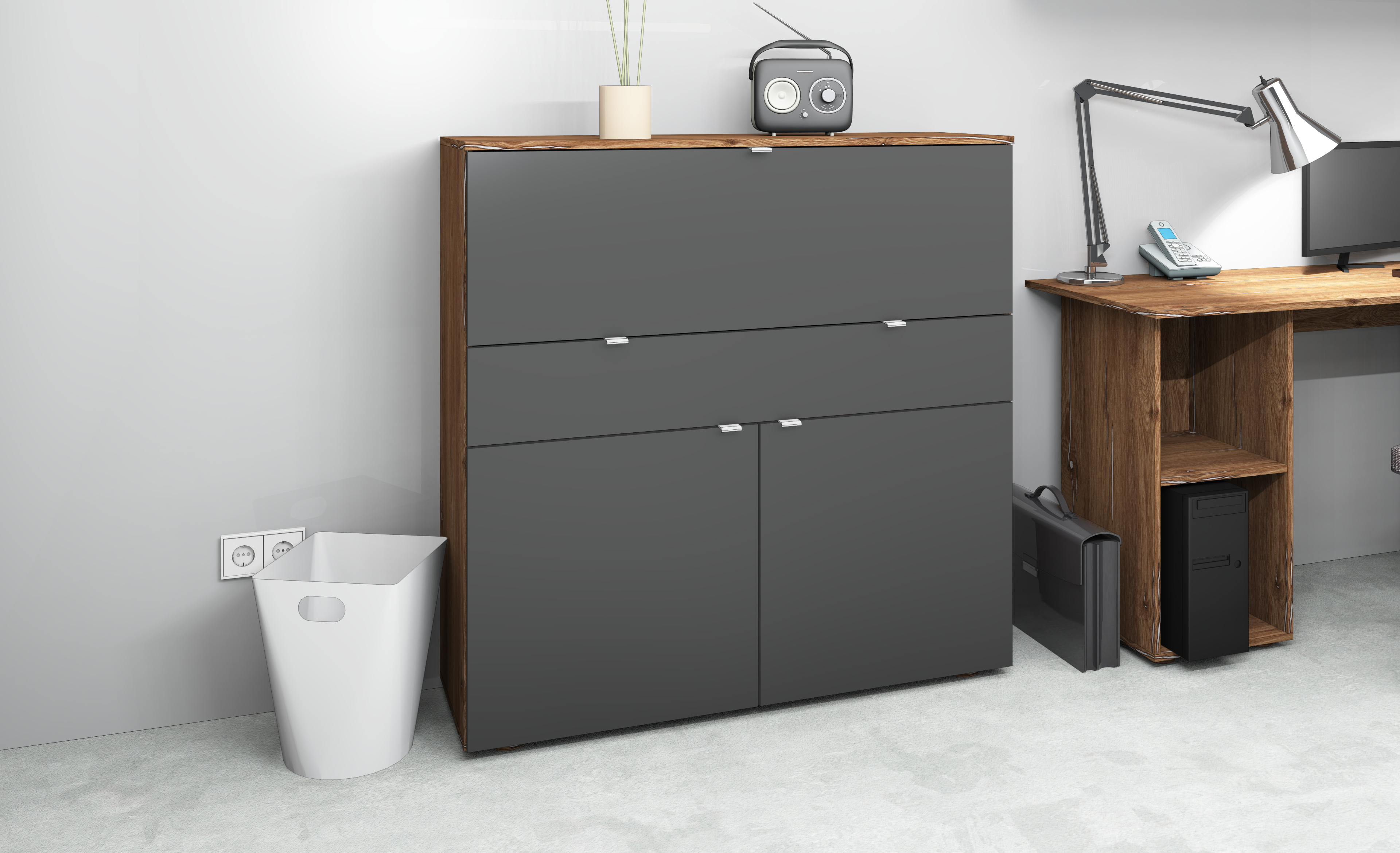 Sekretär "Dolly" in Eiche Vintage-Graphit matt