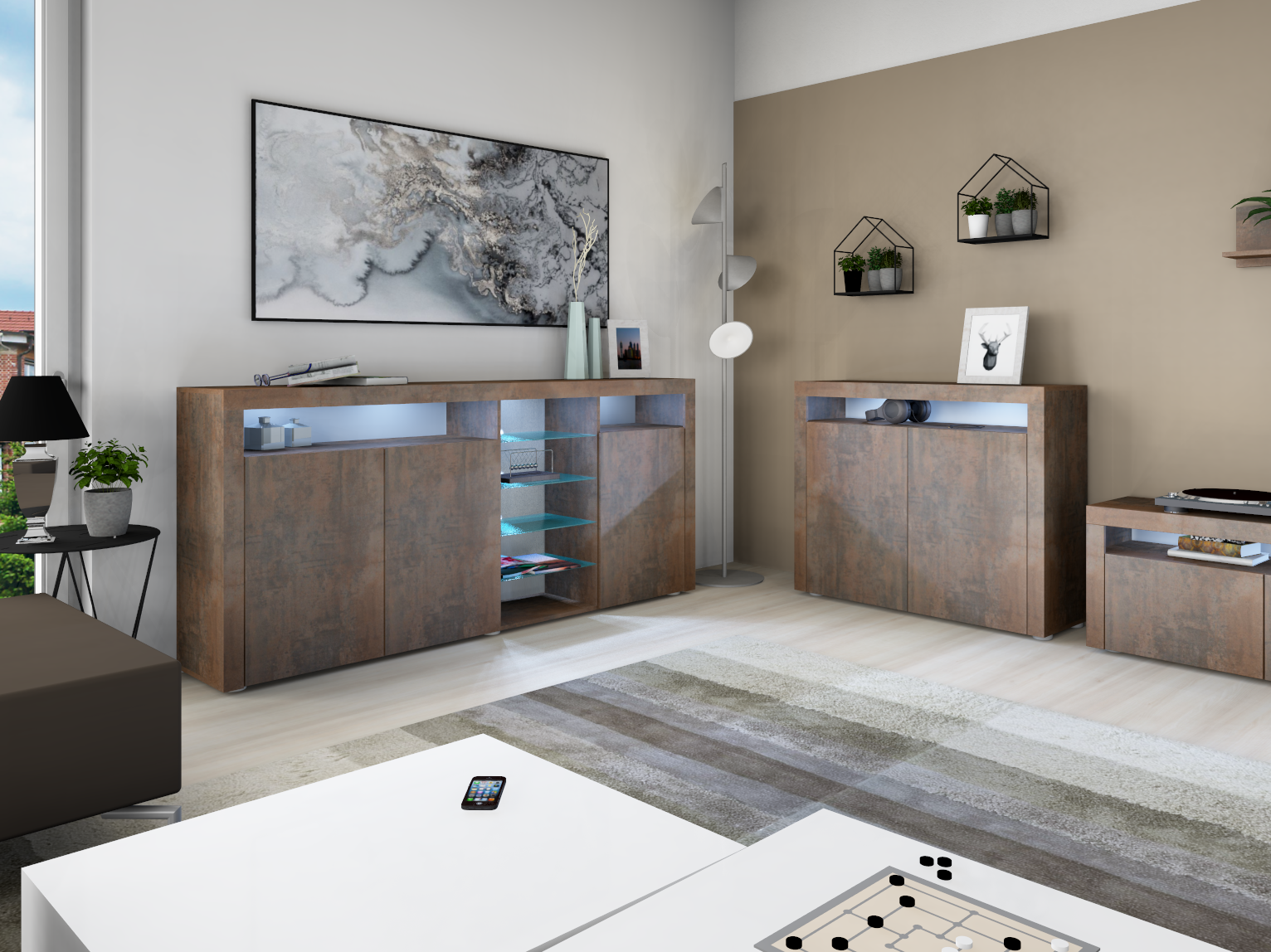 31_3 Highboard Stahl-Optik 107 cm "Santa Fé"