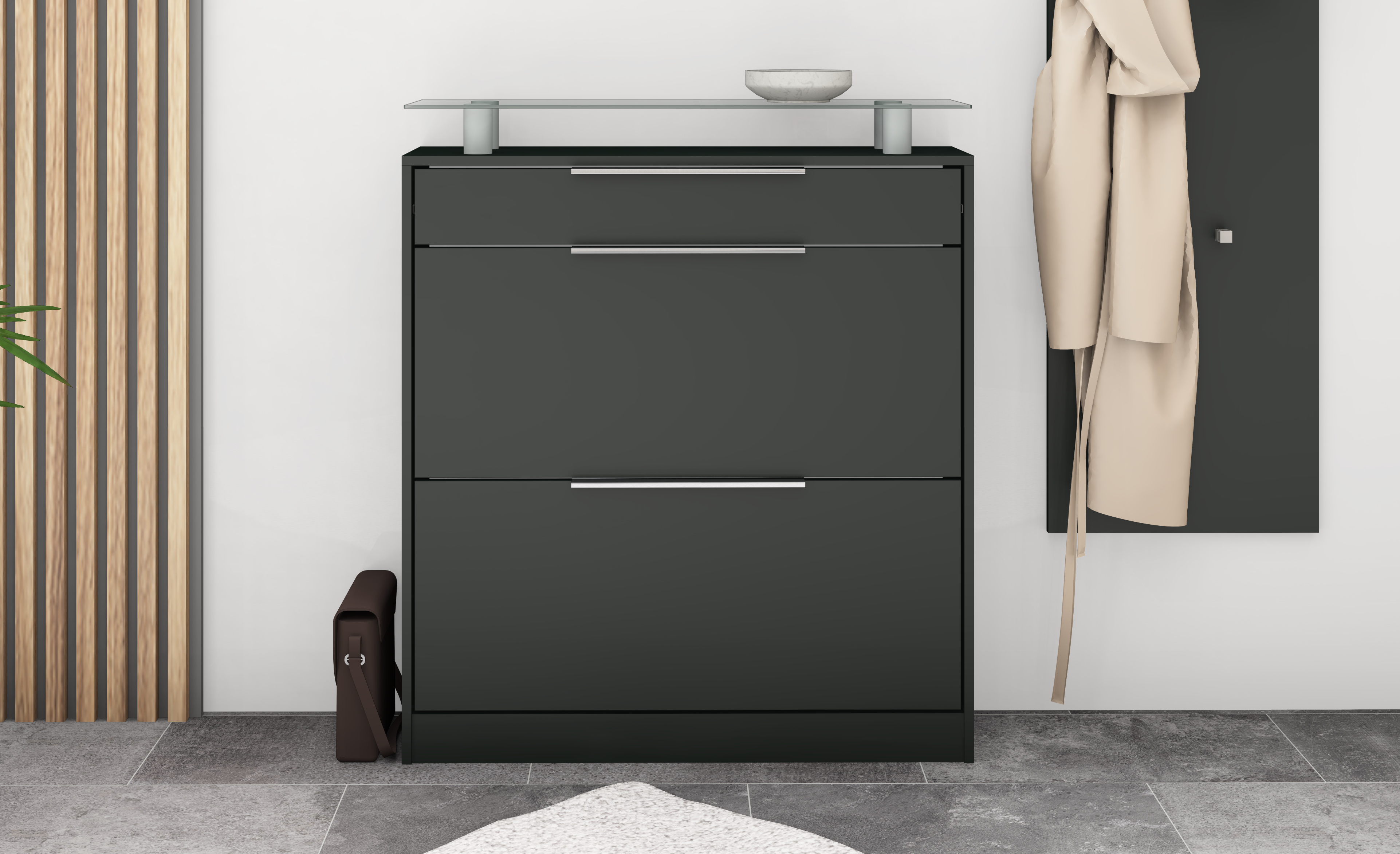 Schuhschrank "Oliva" schwarz matt