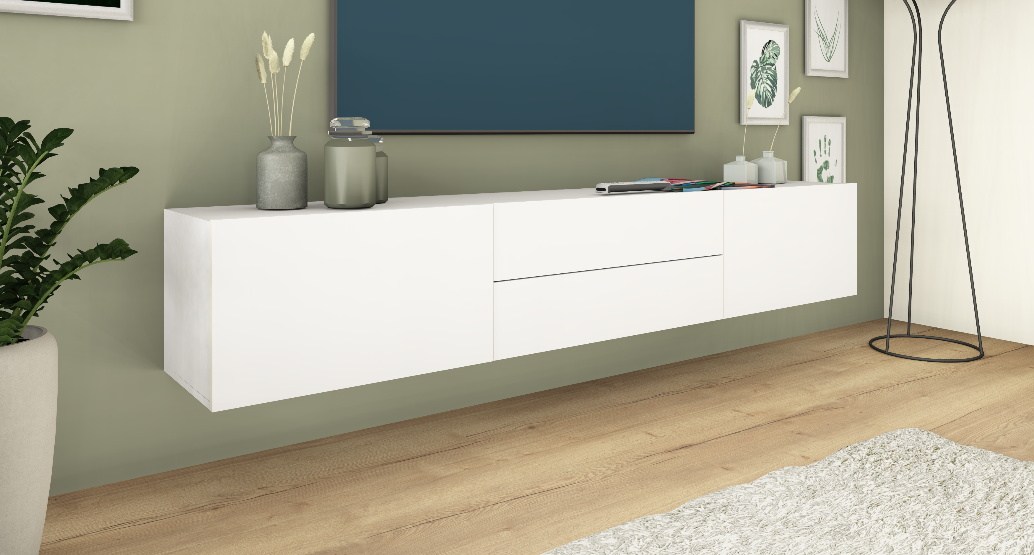 44984968_01 Lowboard Weiß Matt "Sophia" 200 cm