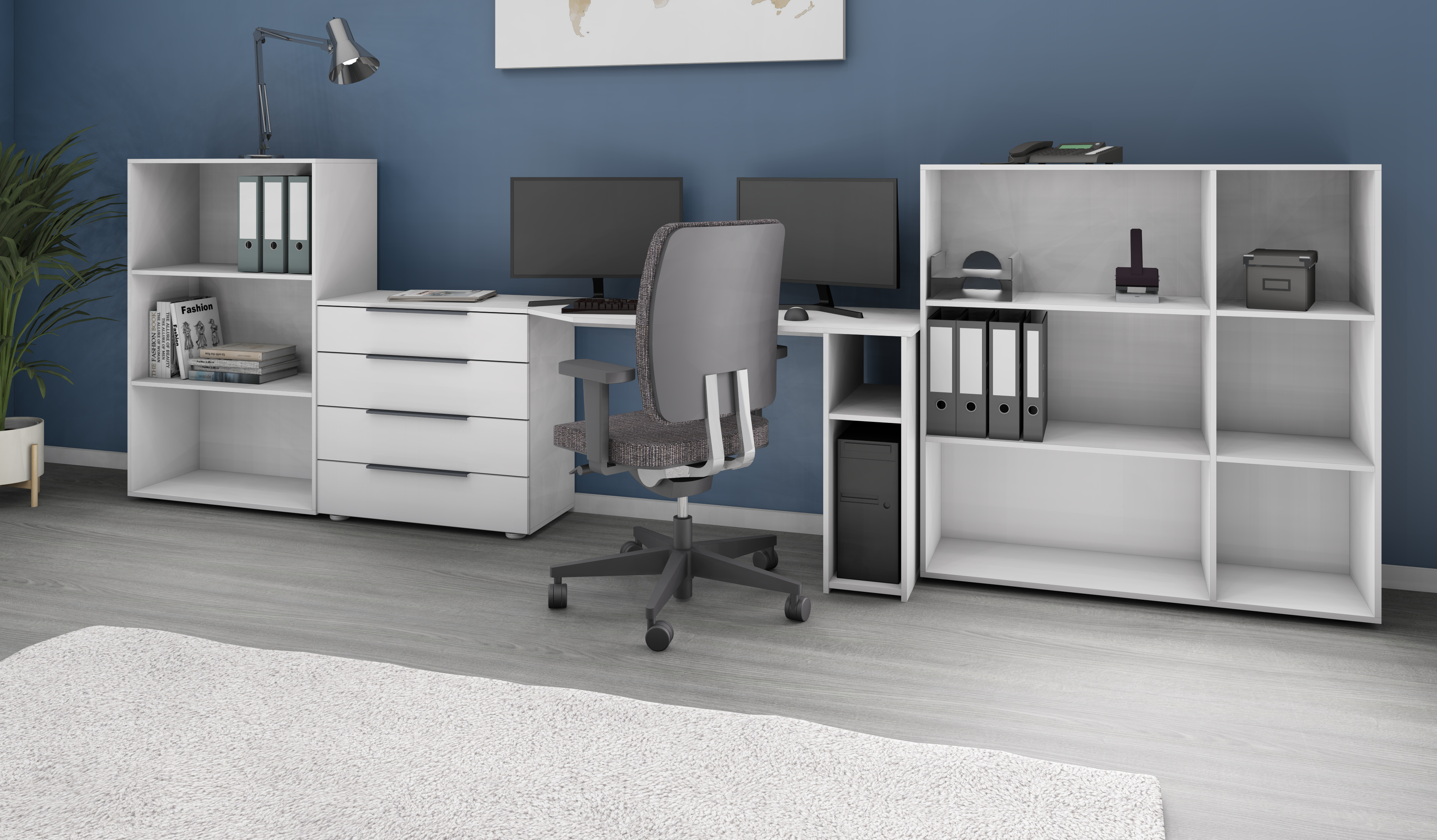 Aktenschr-nke-Schreibtisch-weiss Regal Weiß "Tom" 76 cm