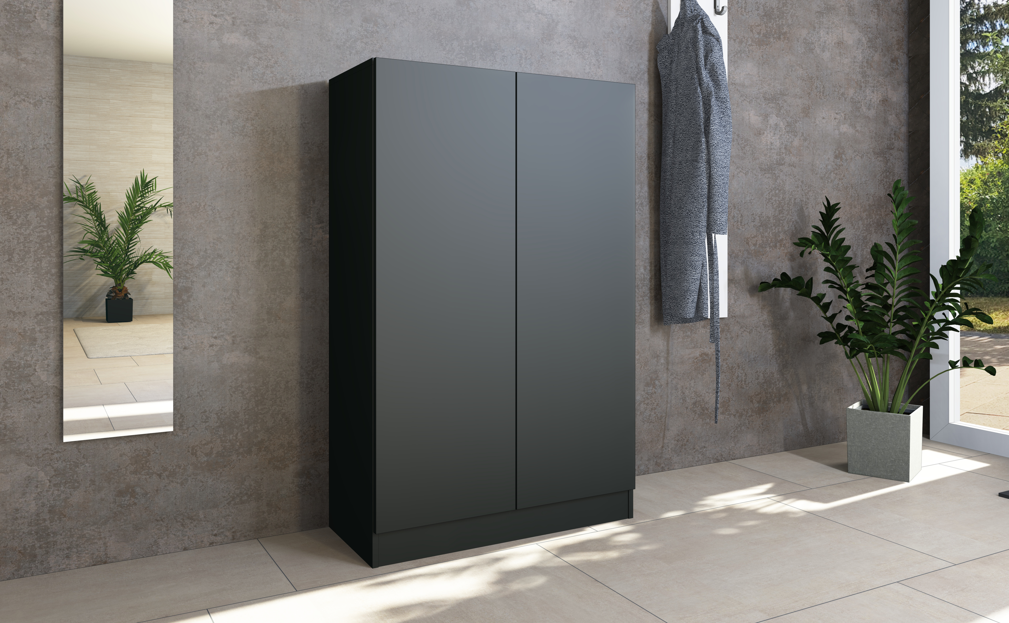 Schuhschrank in Schwarz "Vaasa" 2-türig