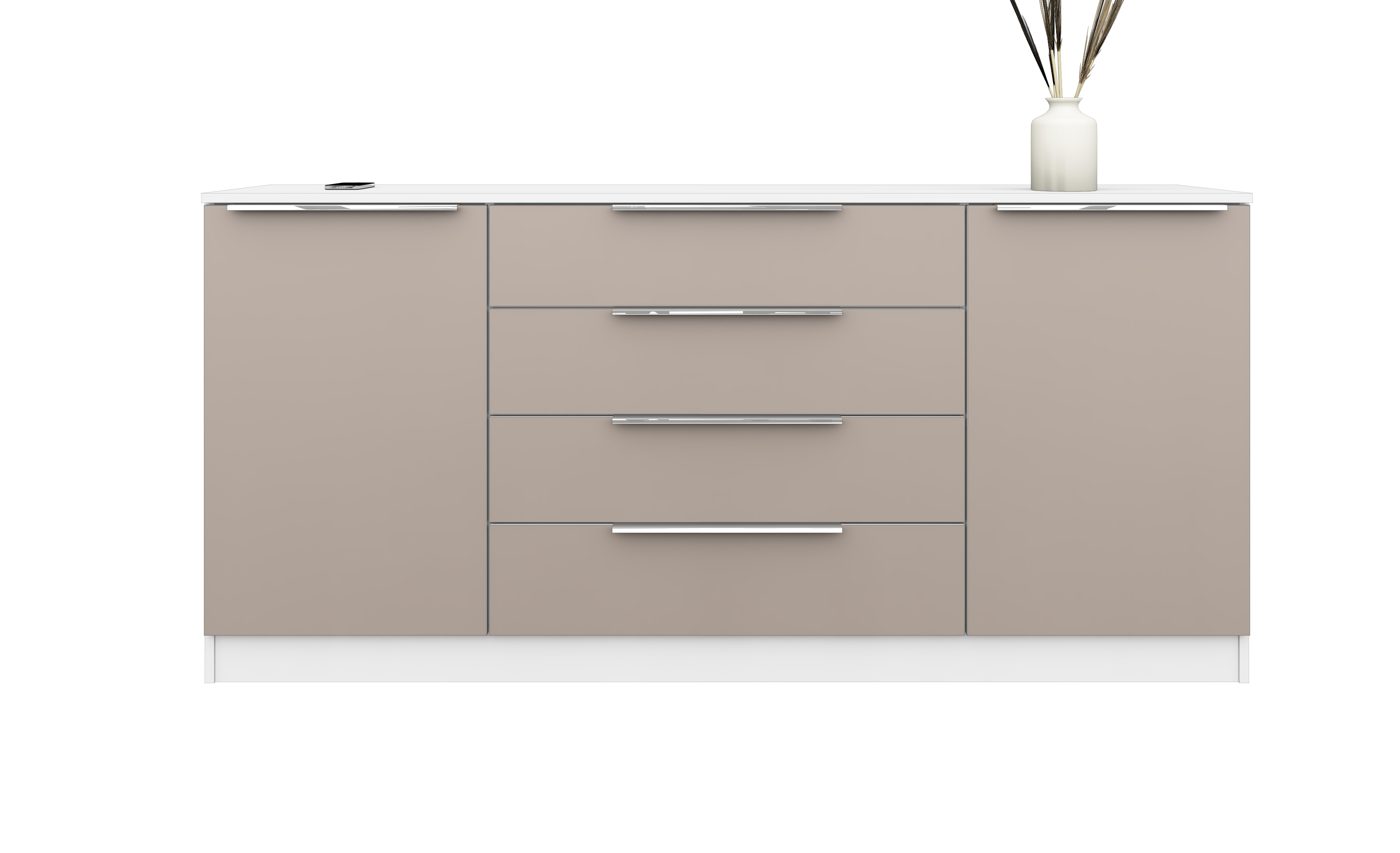 Oliva_SB166_2T_weiss-congo_02 Sideboard Oliva 166 cm Weiß Matt - Cappuccino Congo