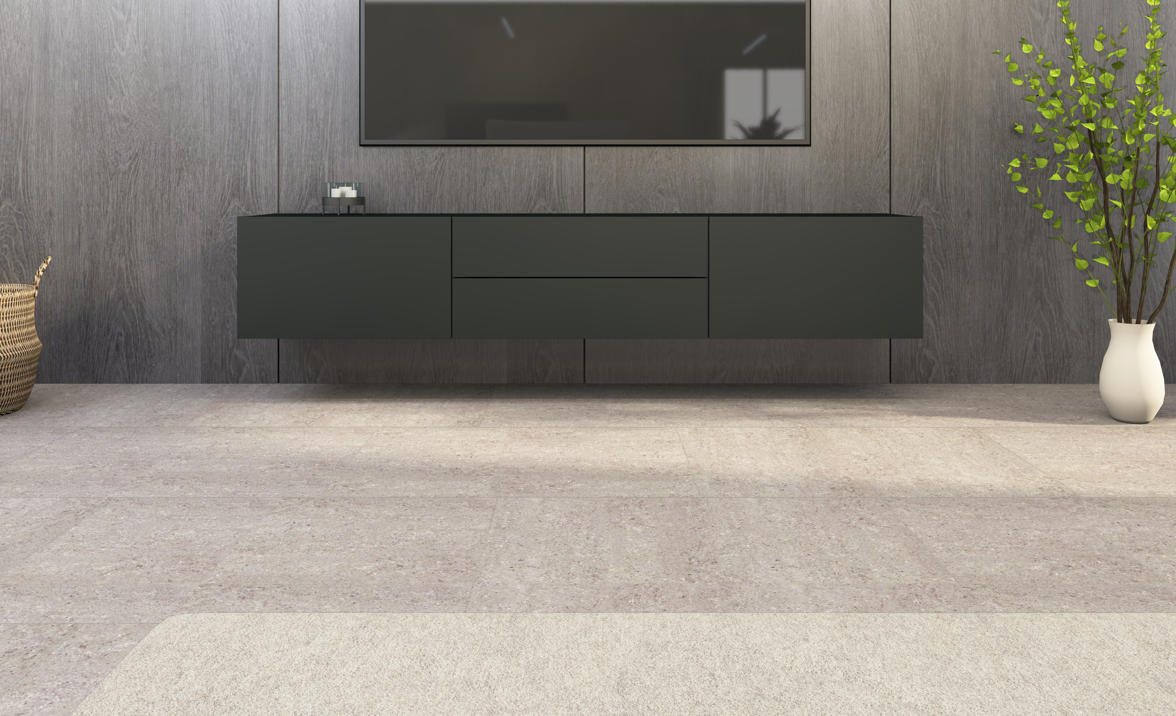 Lowboard Sophia 200 cm mit 2 Klappen und 2 Schubkästen in schwarz