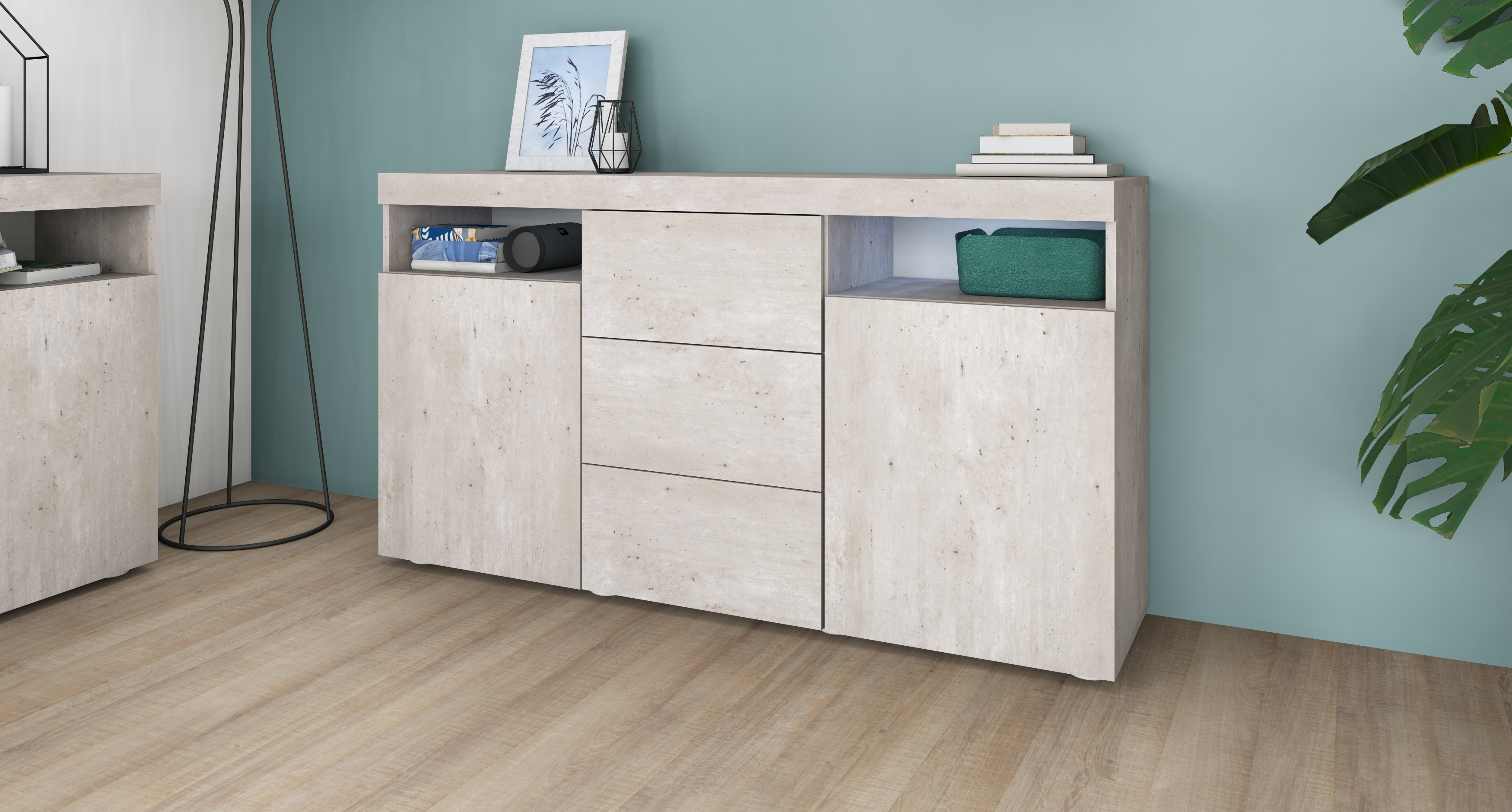 Sideboard Beton-Optik "Kapstadt" 139 cm