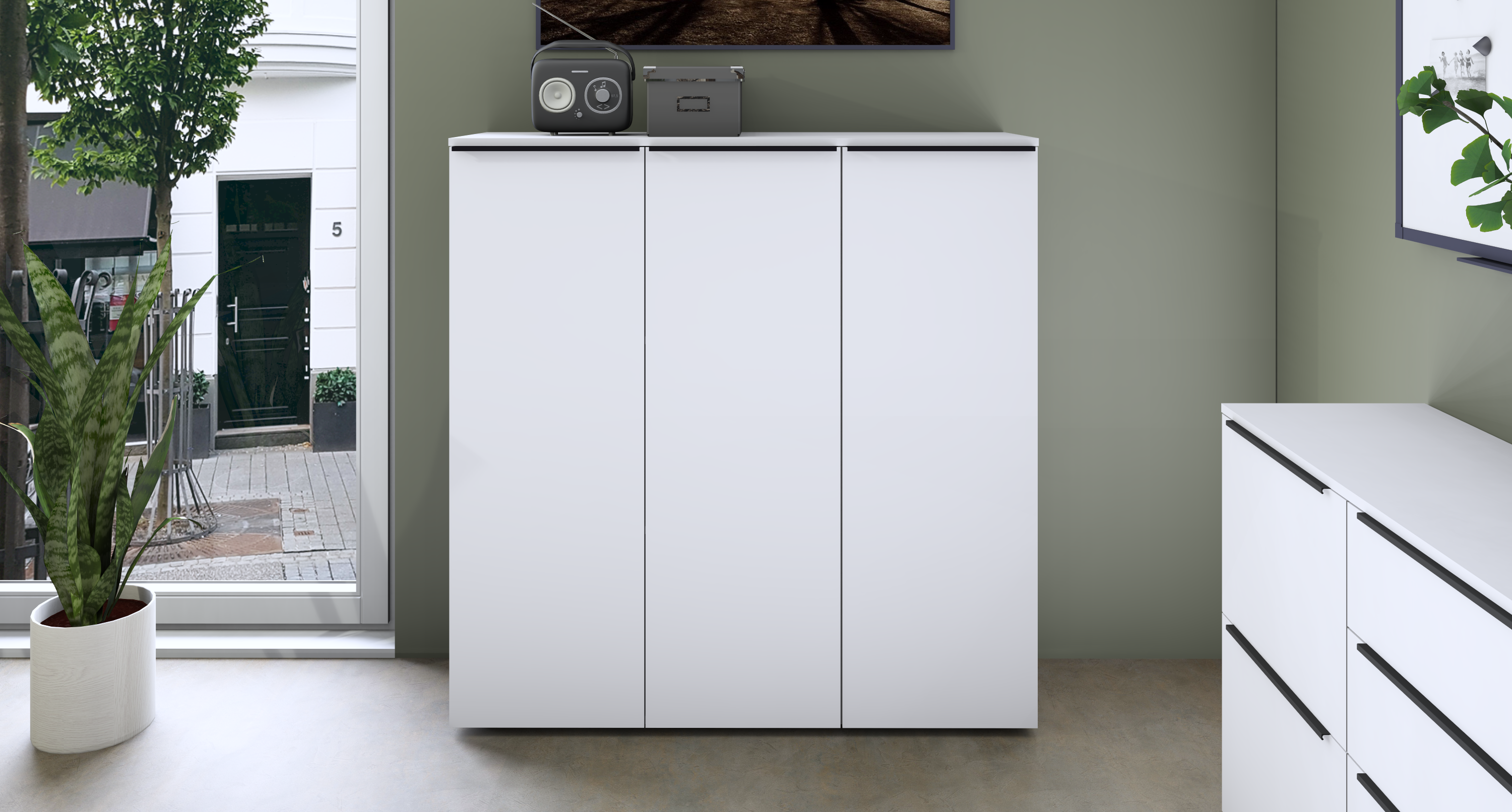 Aktenschrank Weiß Matt "Tom" 3-türig