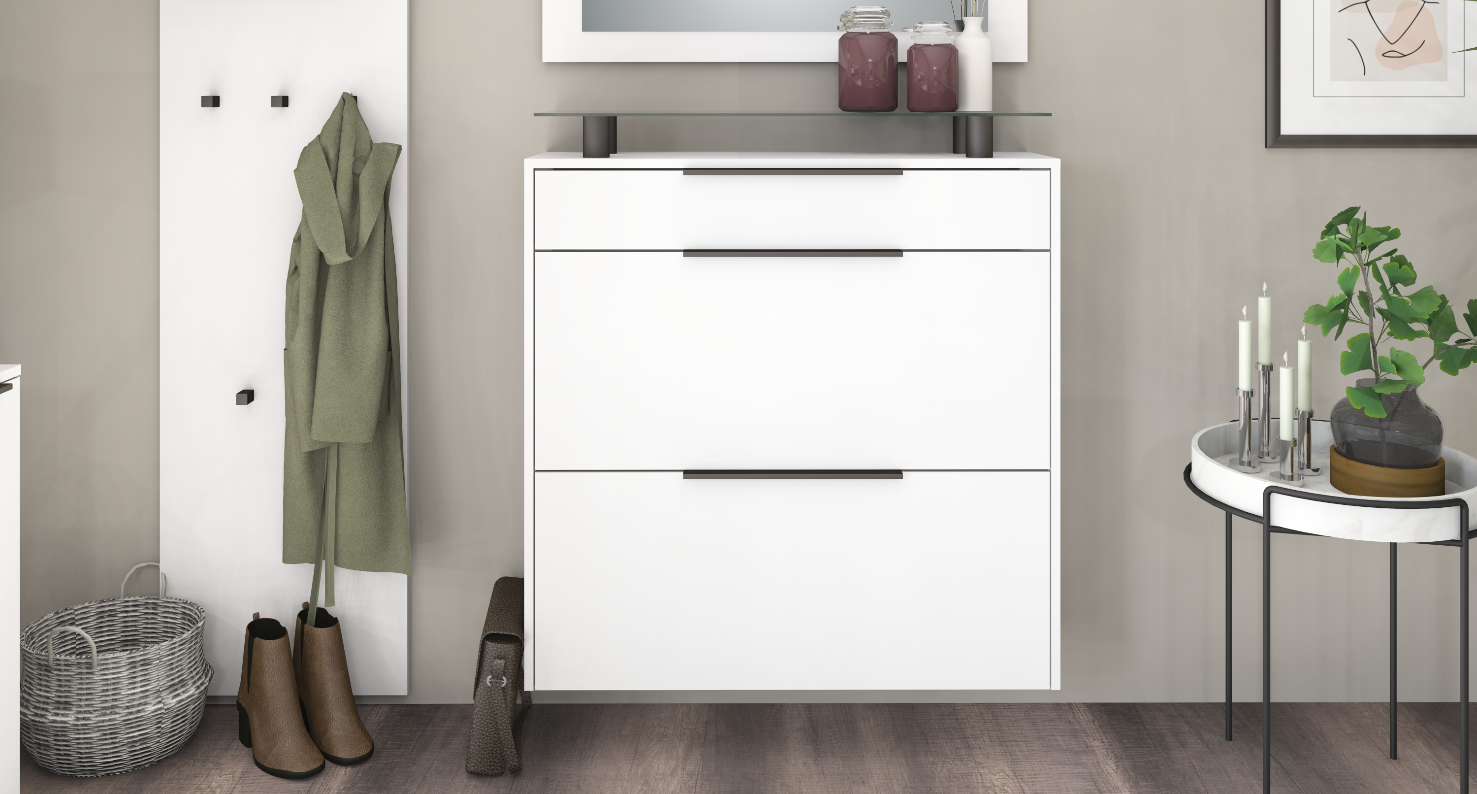 Schuhschrank Weiß Matt "Tom"