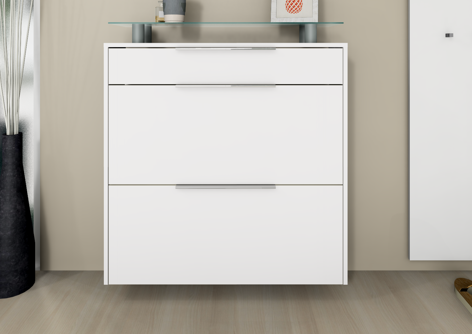 Hängeschuhschrank "Oliva" Weiß Matt