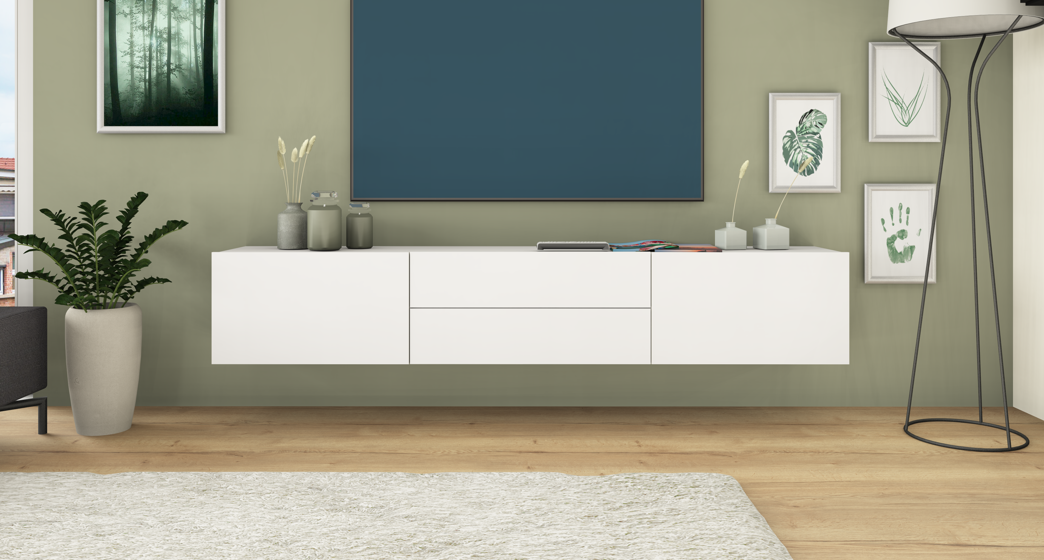 Lowboard Weiß Matt "Sophia" 200 cm