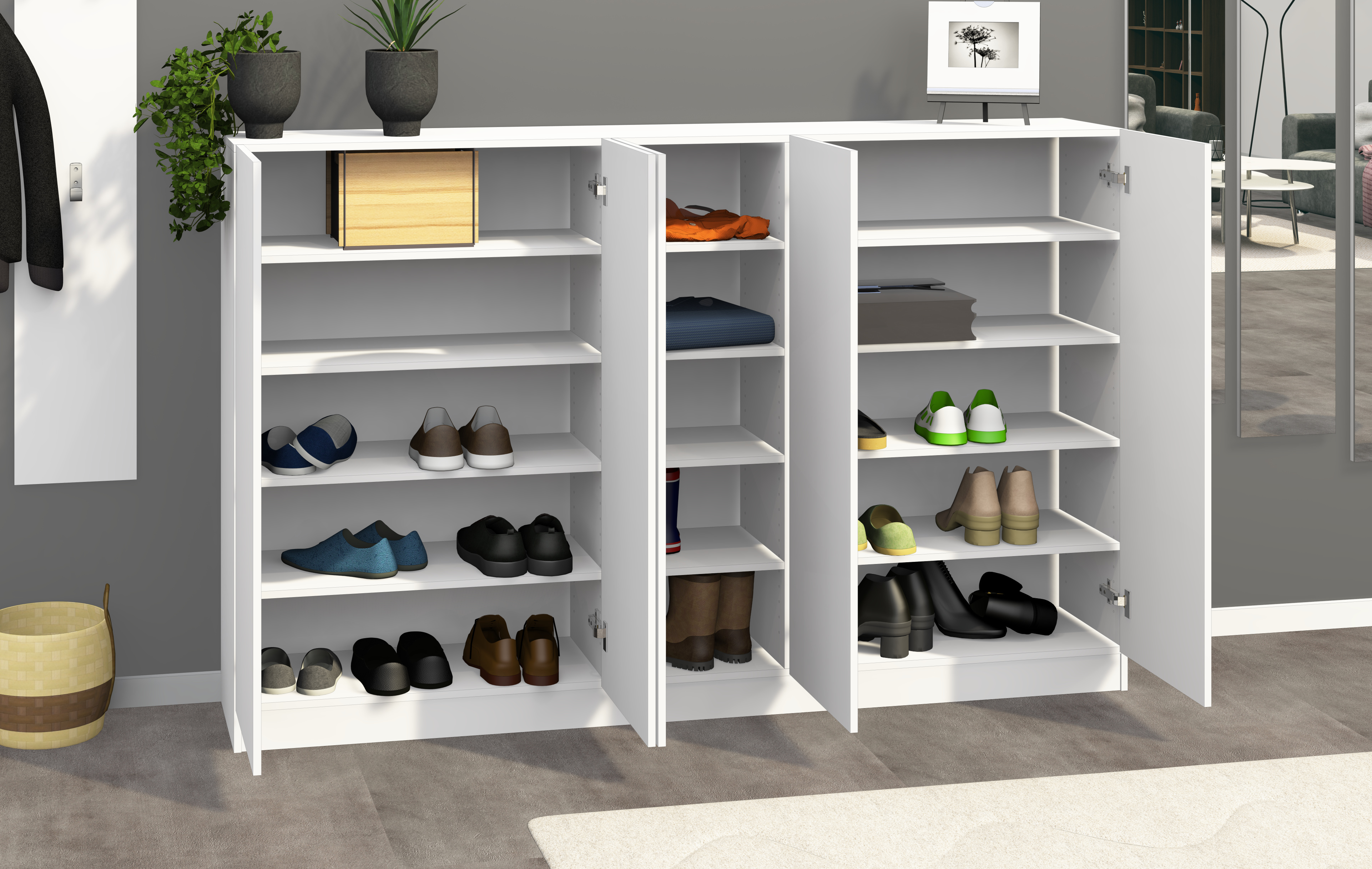 Schuhschrank Weiß Matt "Vaasa" 5-türig