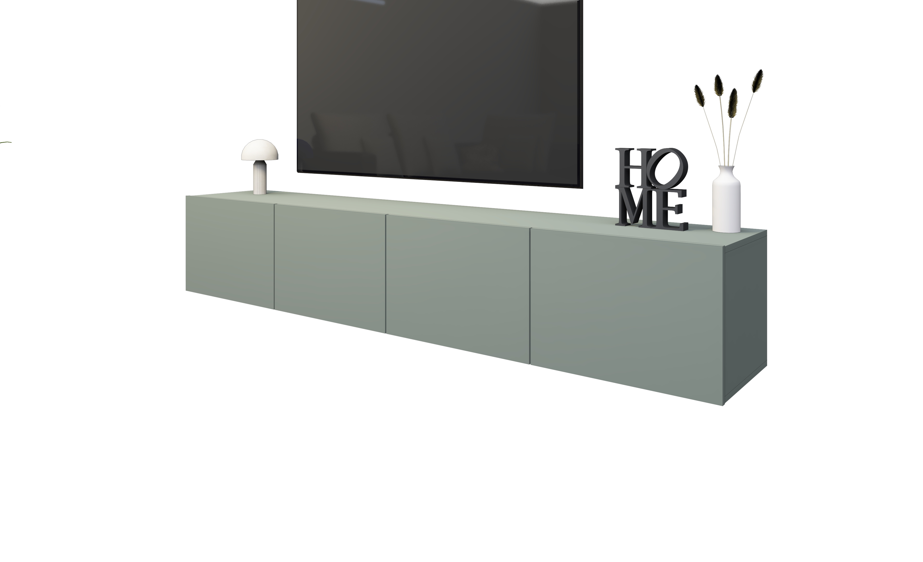 Lowboard Sophia 200 cm mit 4 Türen in Salbei