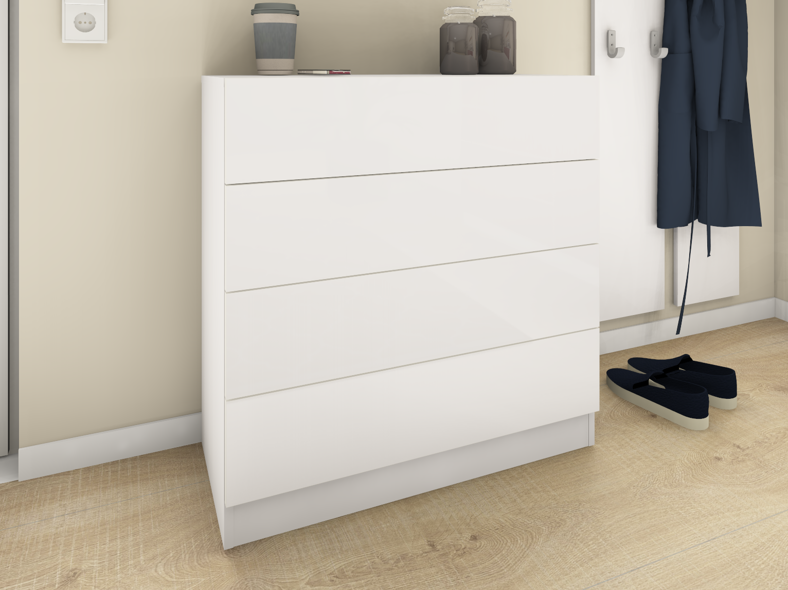 Kommode Weiß Matt "Vaasa" 4 Schubkästen