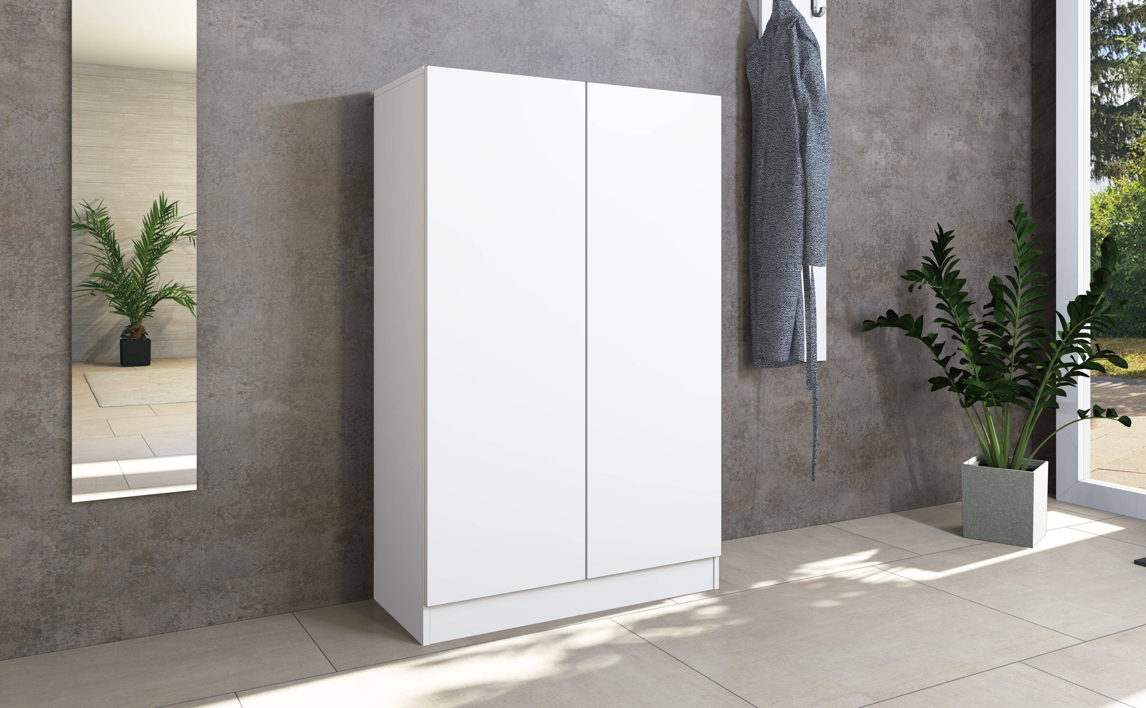 SCU_2T_weiss-matt_02 Schuhschrank Weiß Matt "Vaasa" 2-türig