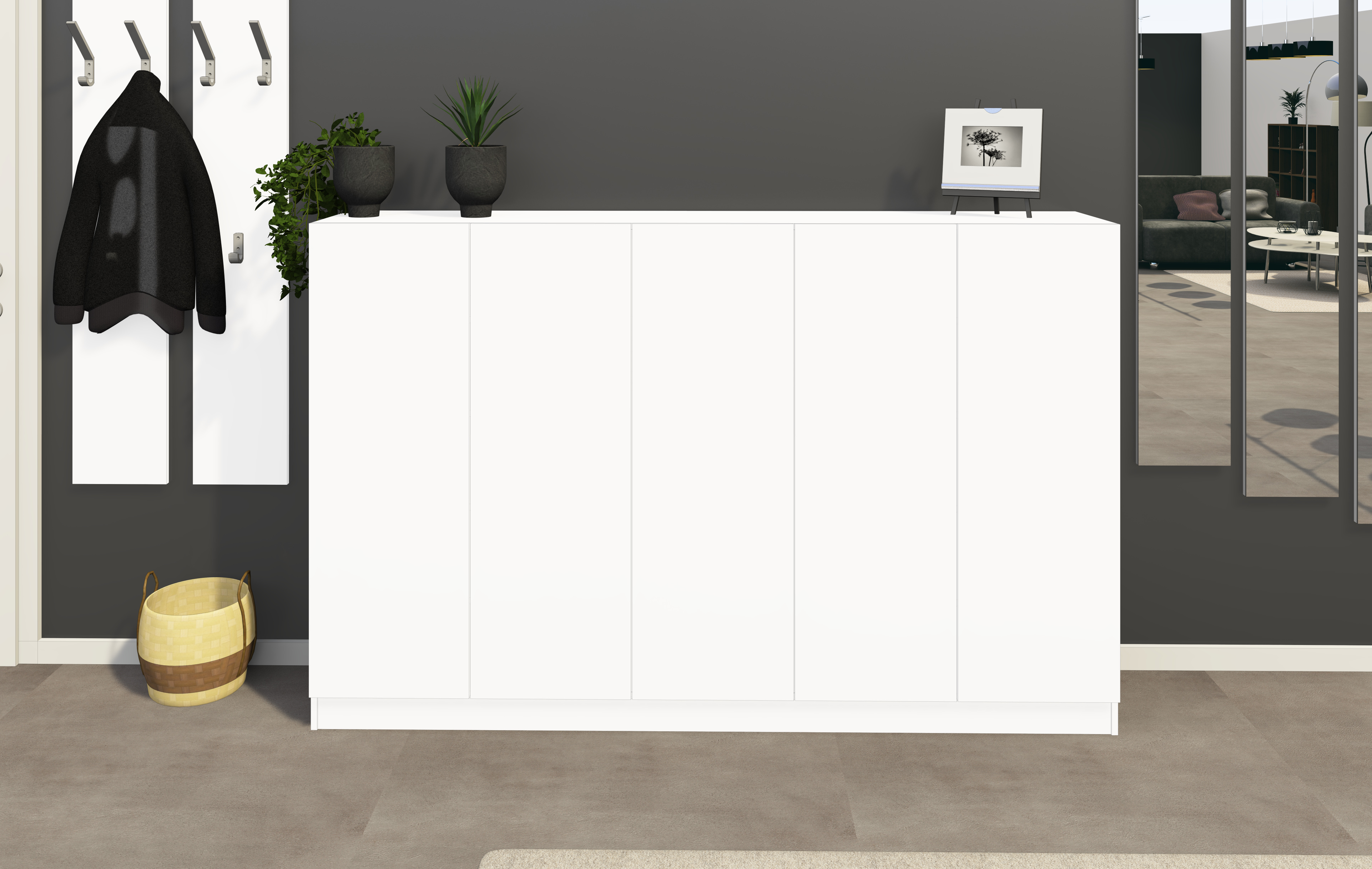 87536554_SCU-5T_weiss-matt_41Ah8925F9NpHj Schuhschrank Weiß Matt "Vaasa" 5-türig