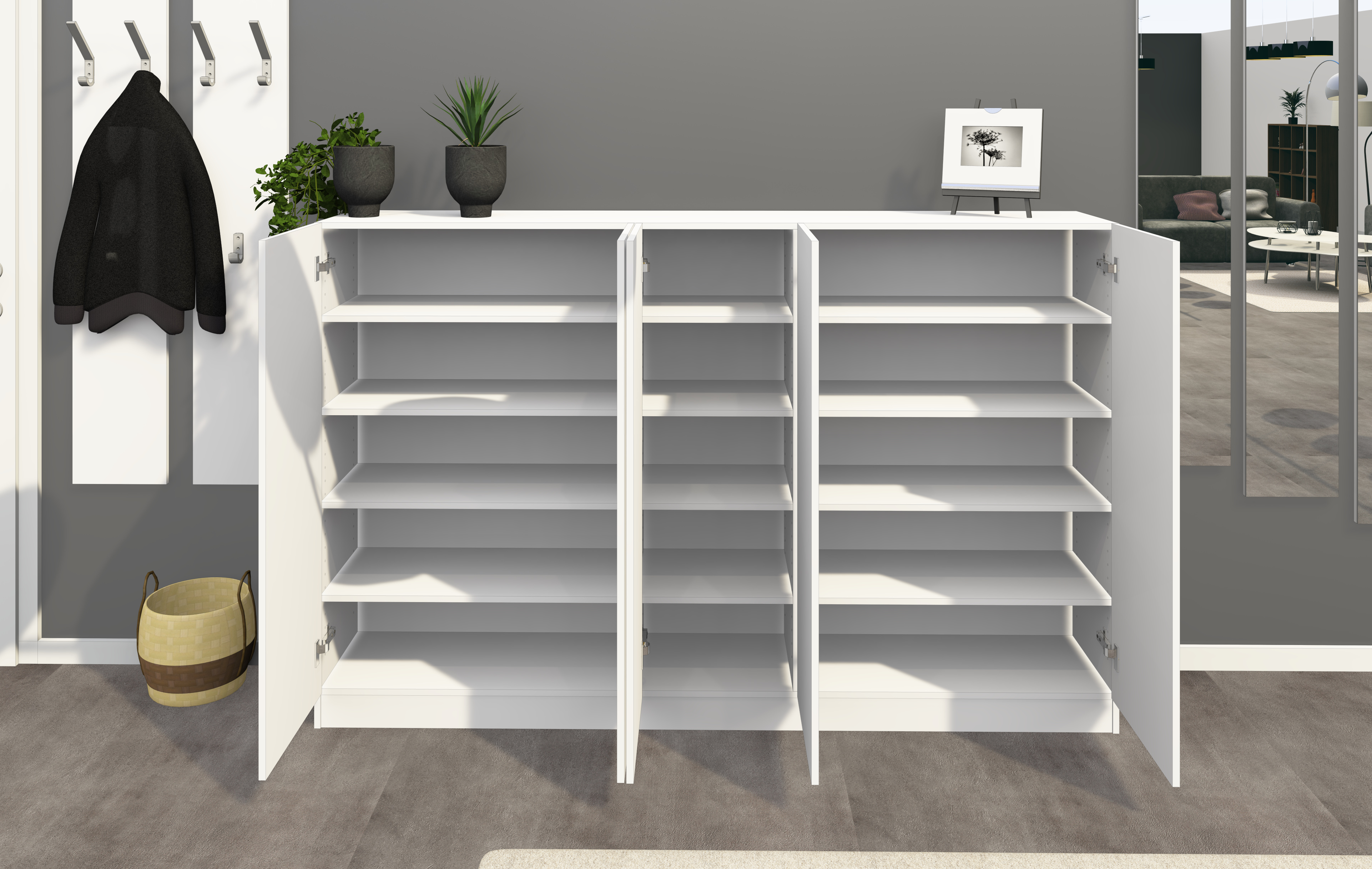 Schuhschrank Weiß Matt "Vaasa" 5-türig