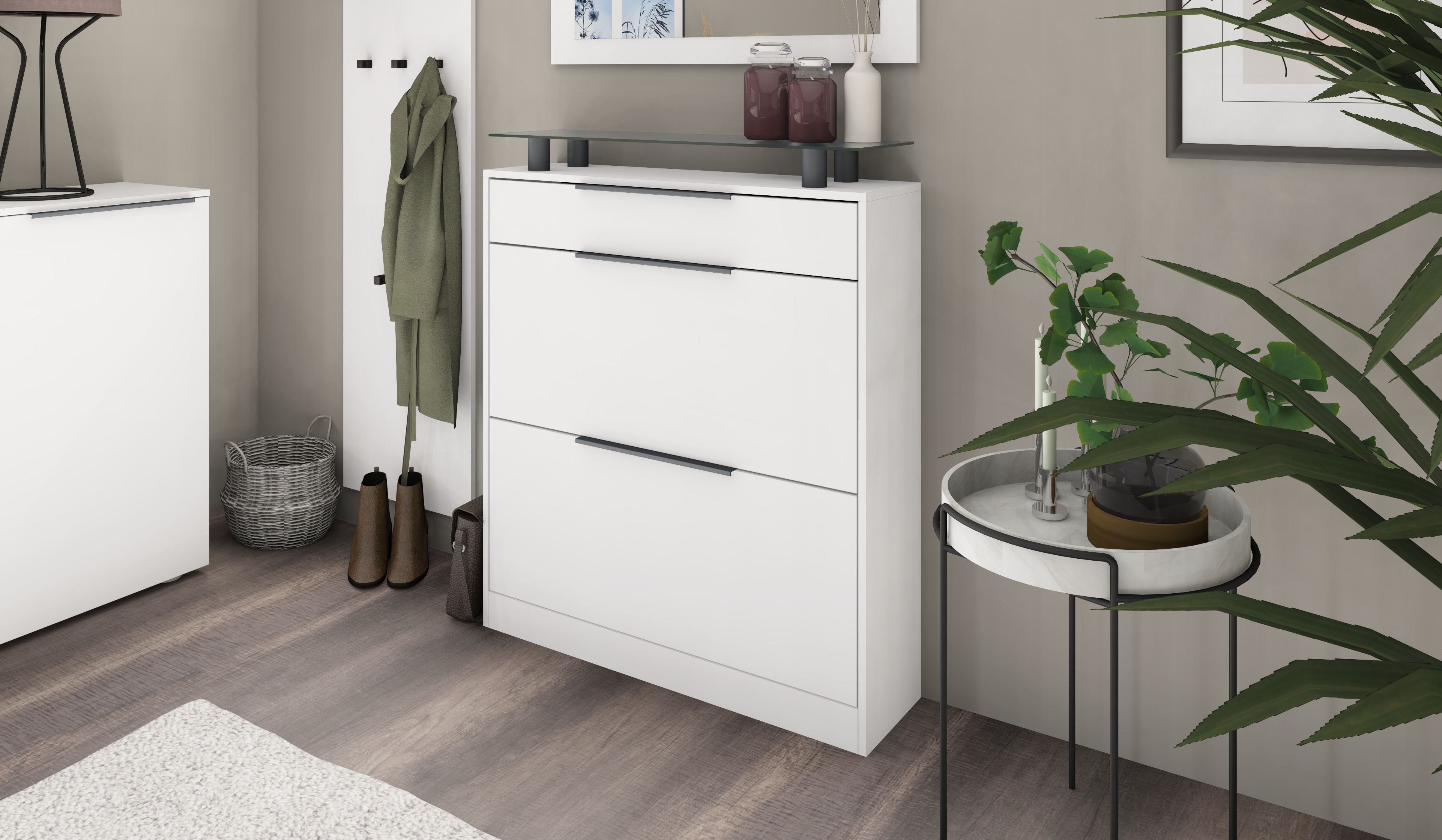 Schuhschrank Weiß Matt "Tom"