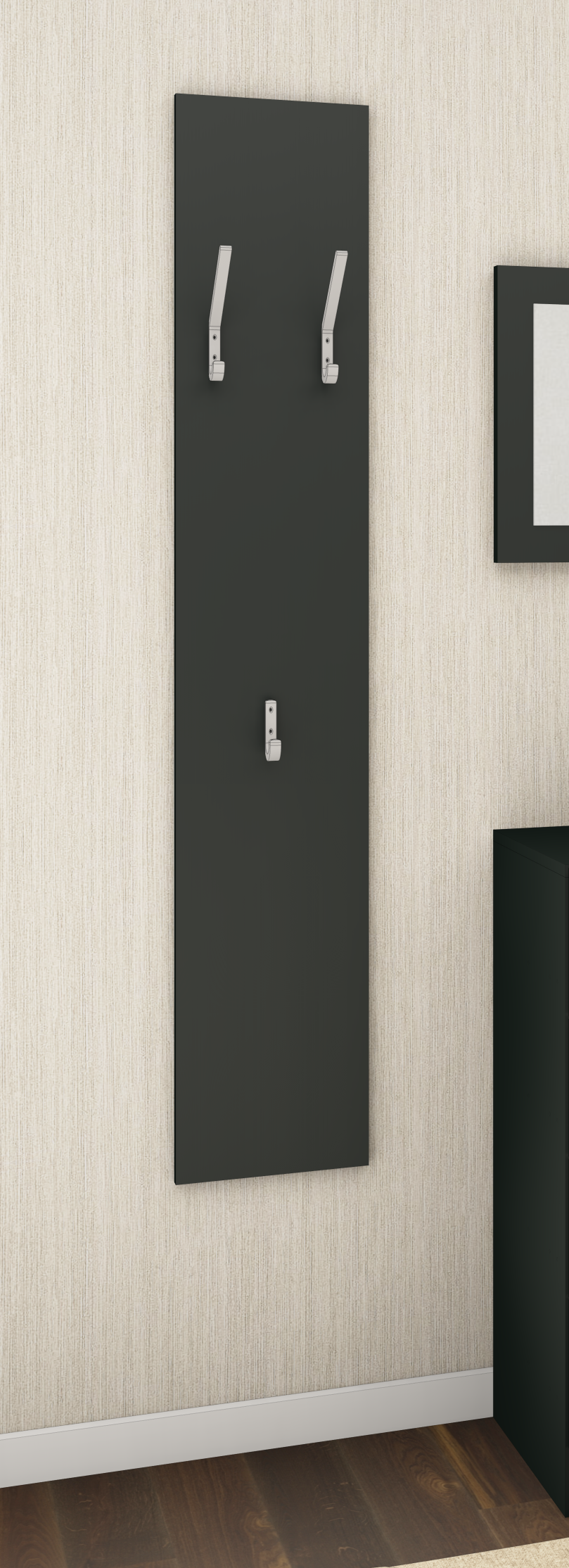 Wandpaneel mit Haken schwarz 140 cm "Vaasa"