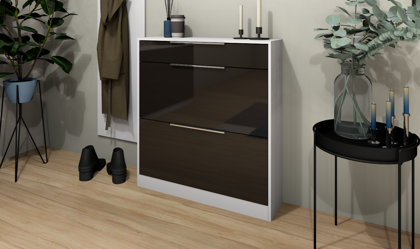 Oliva Basic Schuhschrank in weiß-graphit glänzend