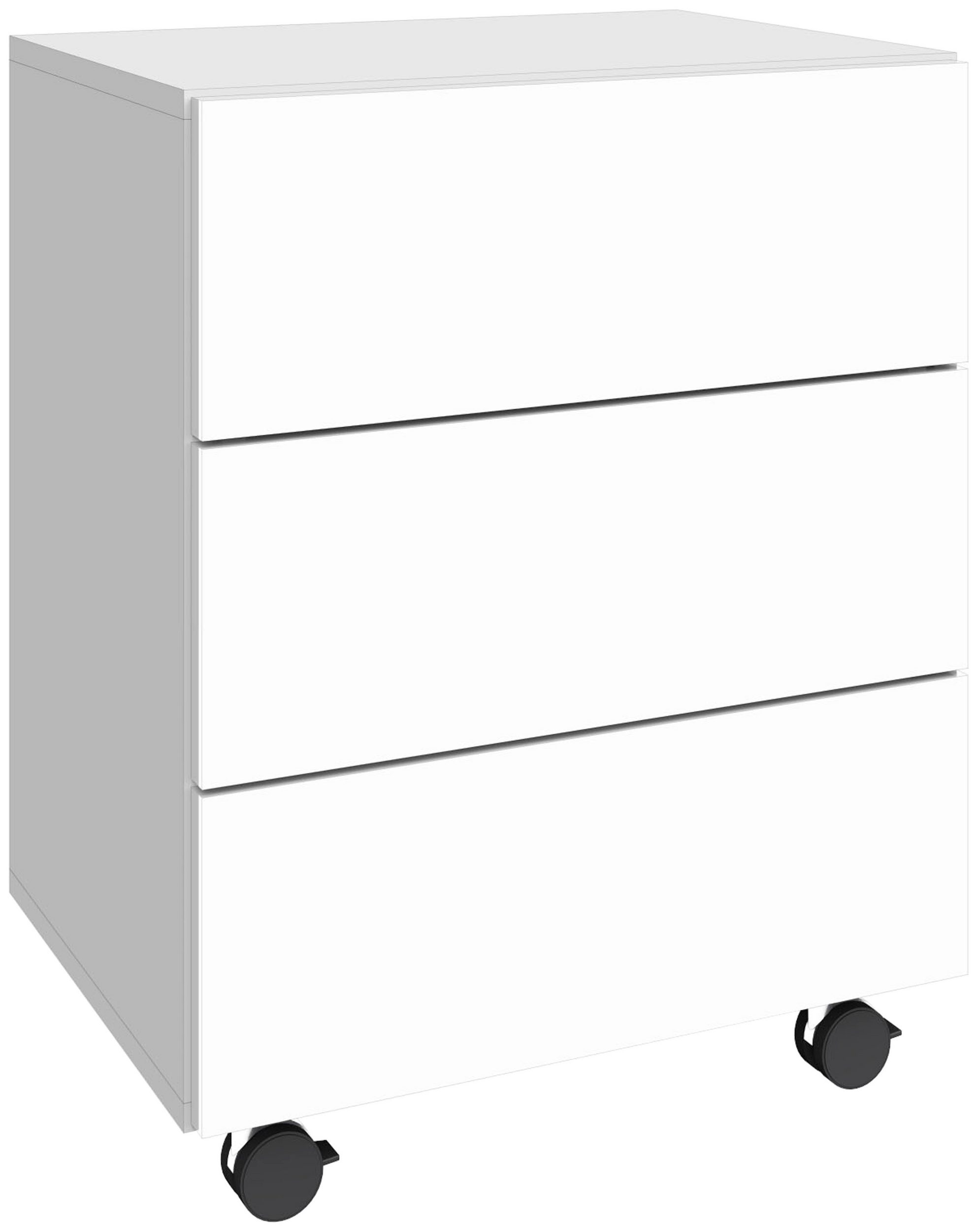 Wallis-ROC-Weiss-HG-1 Rollcontainer Weiß mit Schubkästen "Wallis"