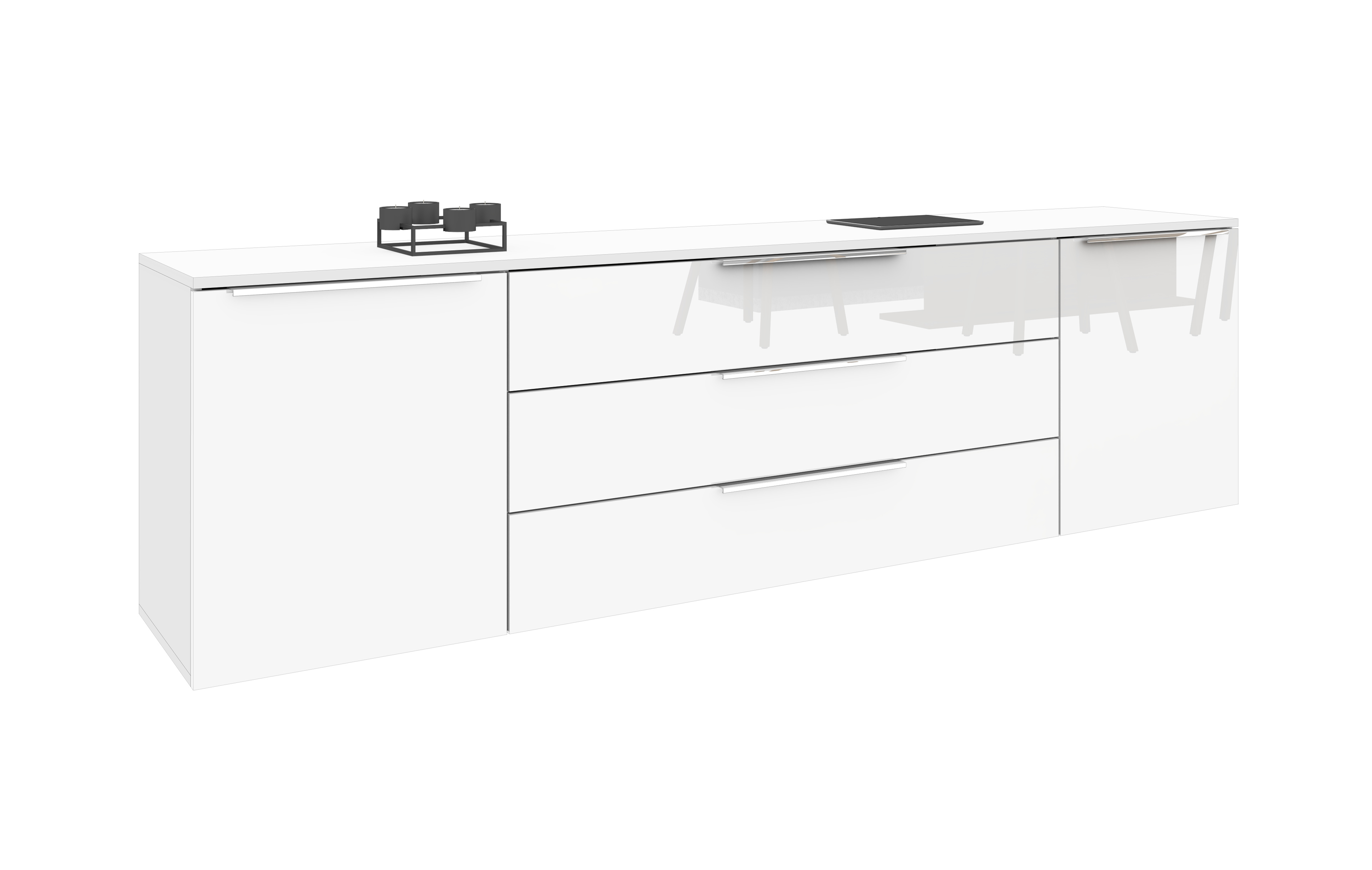 Sideboard Weiß Hochglanz "Oliva" 200 cm zum Aufhängen