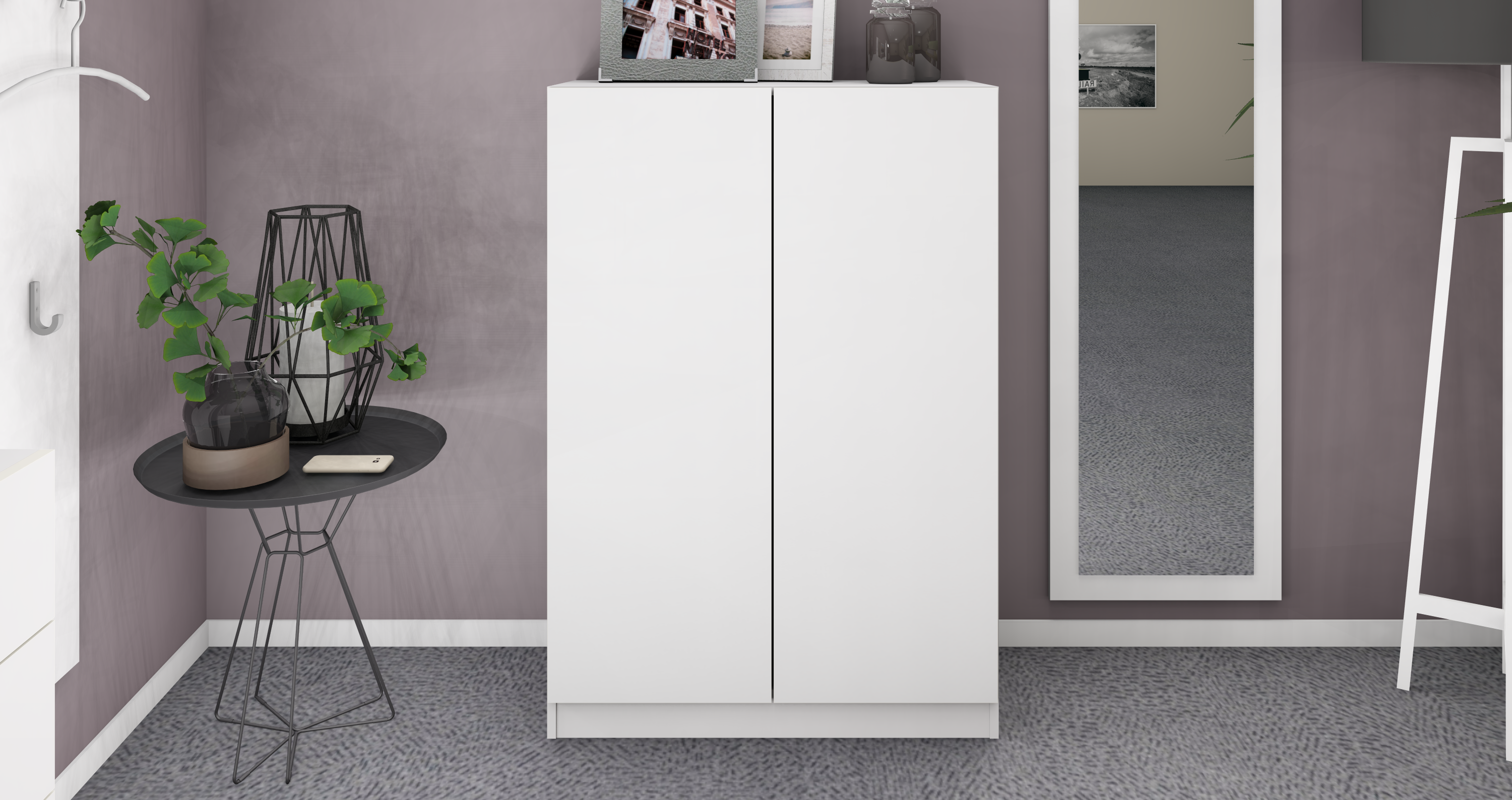 Schuhschrank Weiß Matt "Vaasa" 2-türig