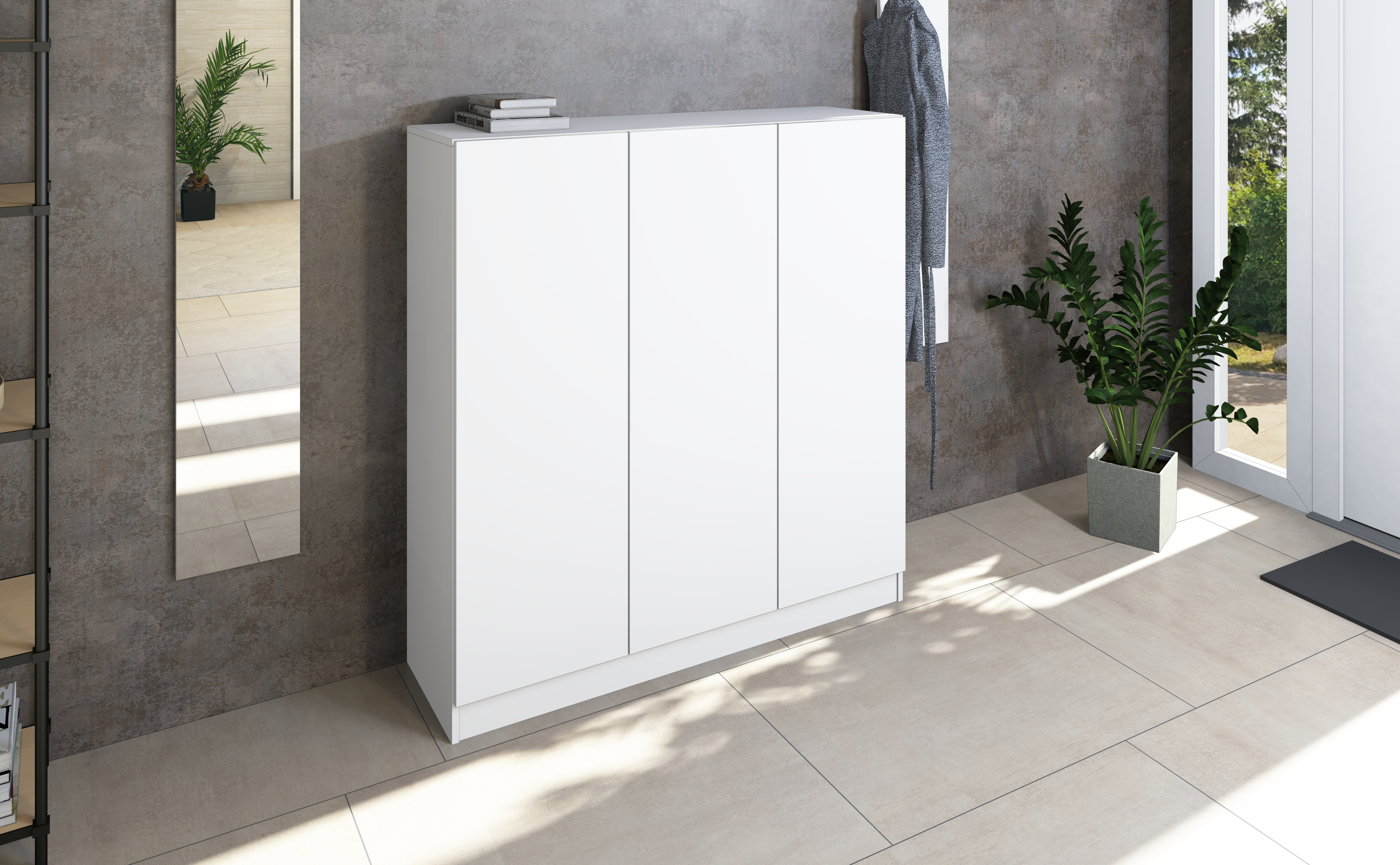 Schuhschrank VAASA mit 3 Türen in weiß matt