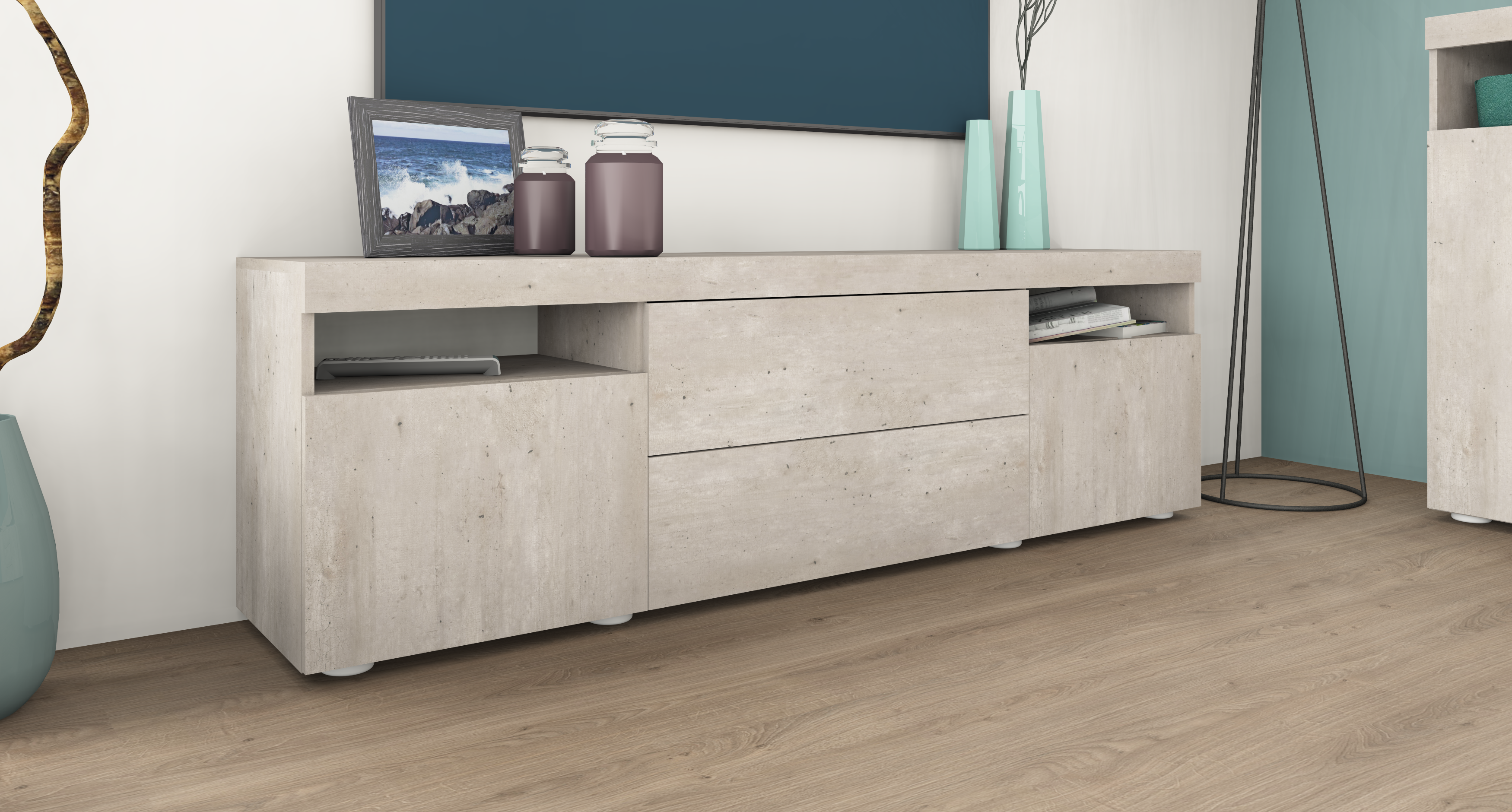 Lowboard "Kapstadt" 166 cm, Beton-Optik