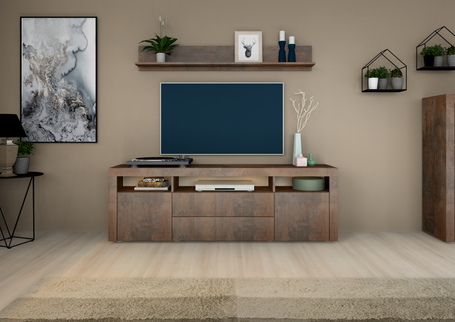 11_3 Lowboard Stahl-Optik 166 cm "Santa Fé"