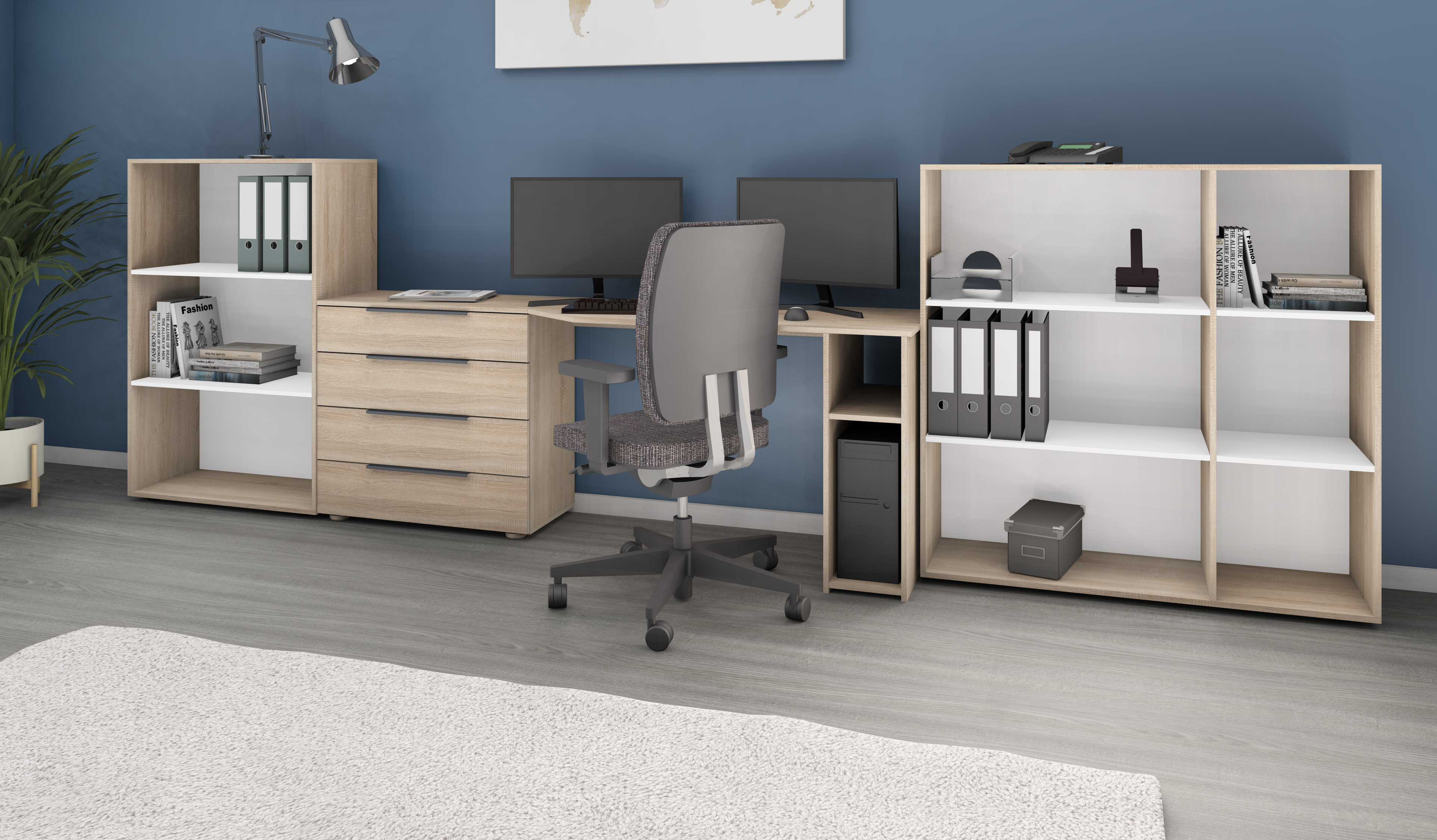 Aktenschr-nke-Schreibtisch-eiche-3 Regal Eiche Sonoma "Tom" 76 cm