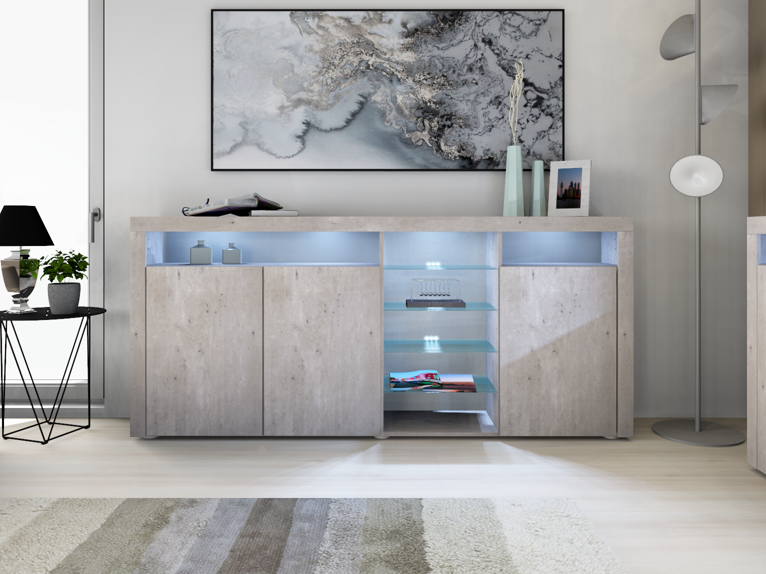 Highboard Beton-Optik 200 cm "Santa Fé"