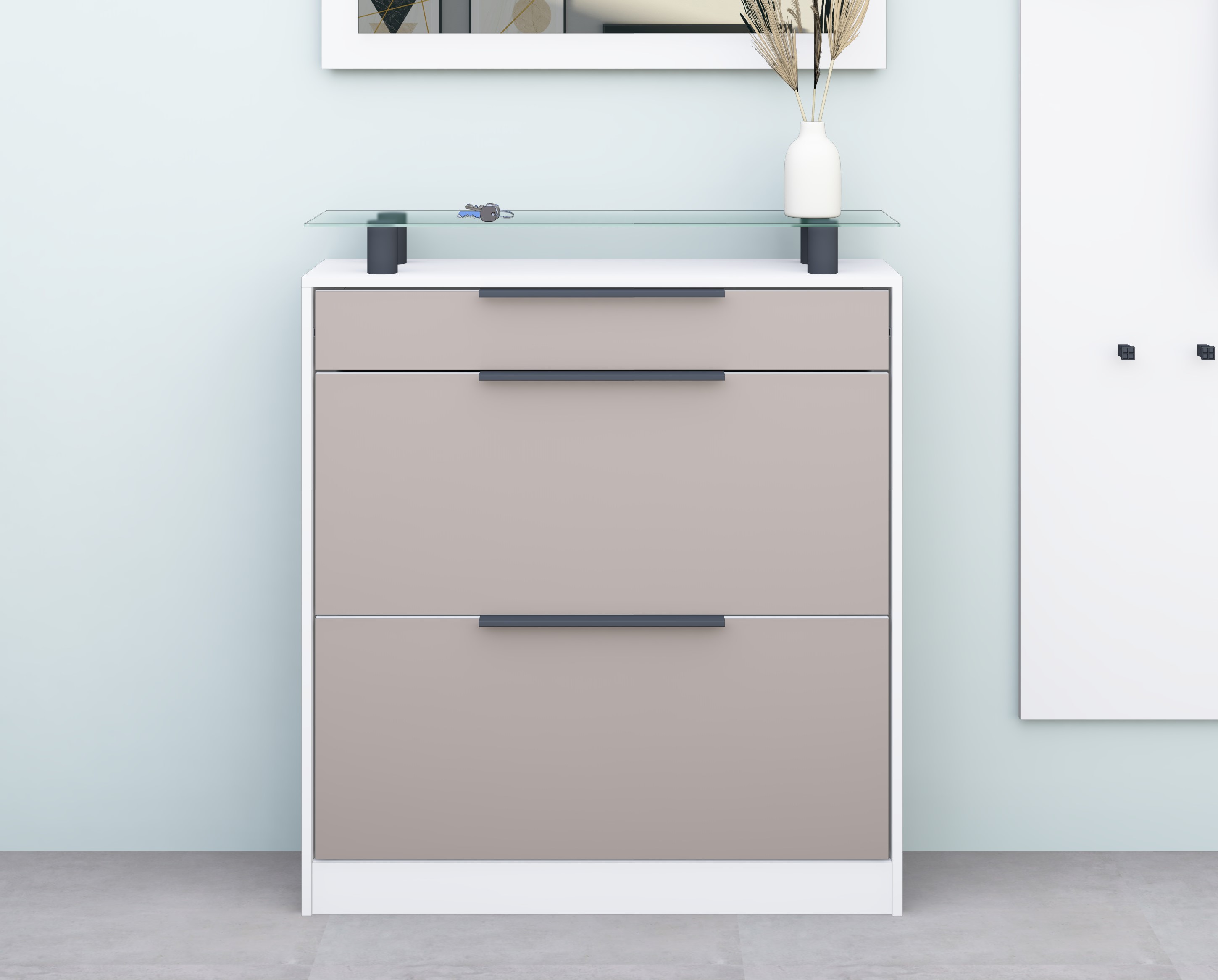 Schuhschrank Weiß-Cappuccino "Tom"