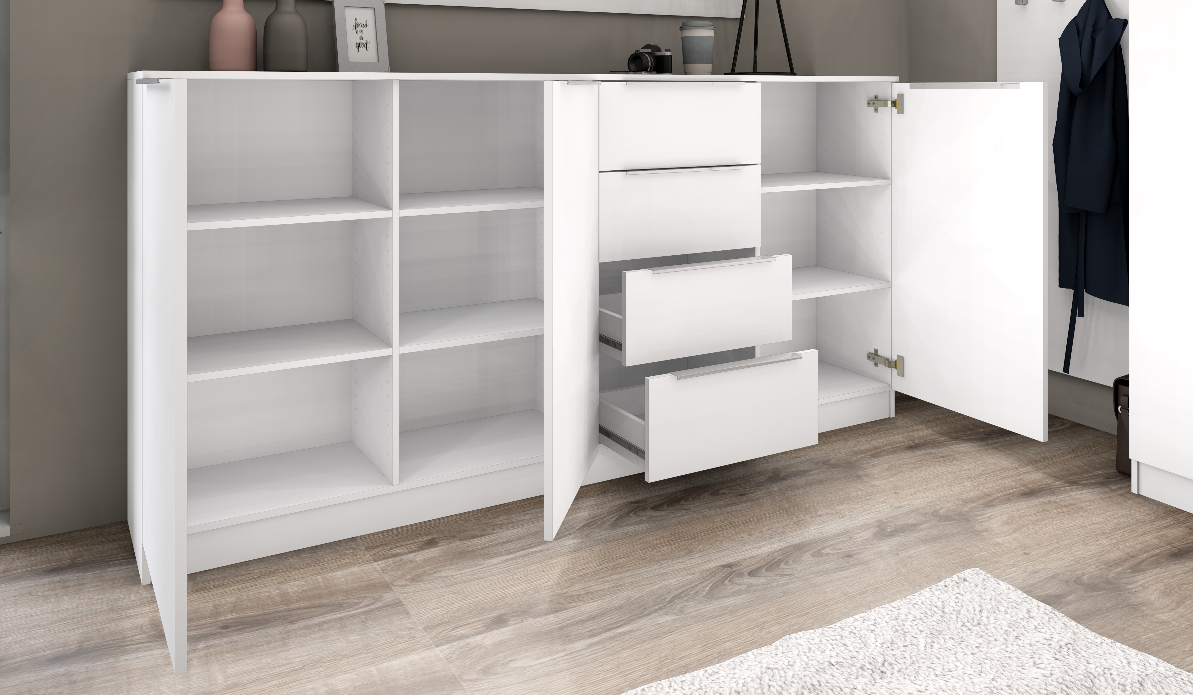 14396720_Oliva-HB-Weiss-matt_4 Highboard Weiß Matt "Oliva" 200 cm