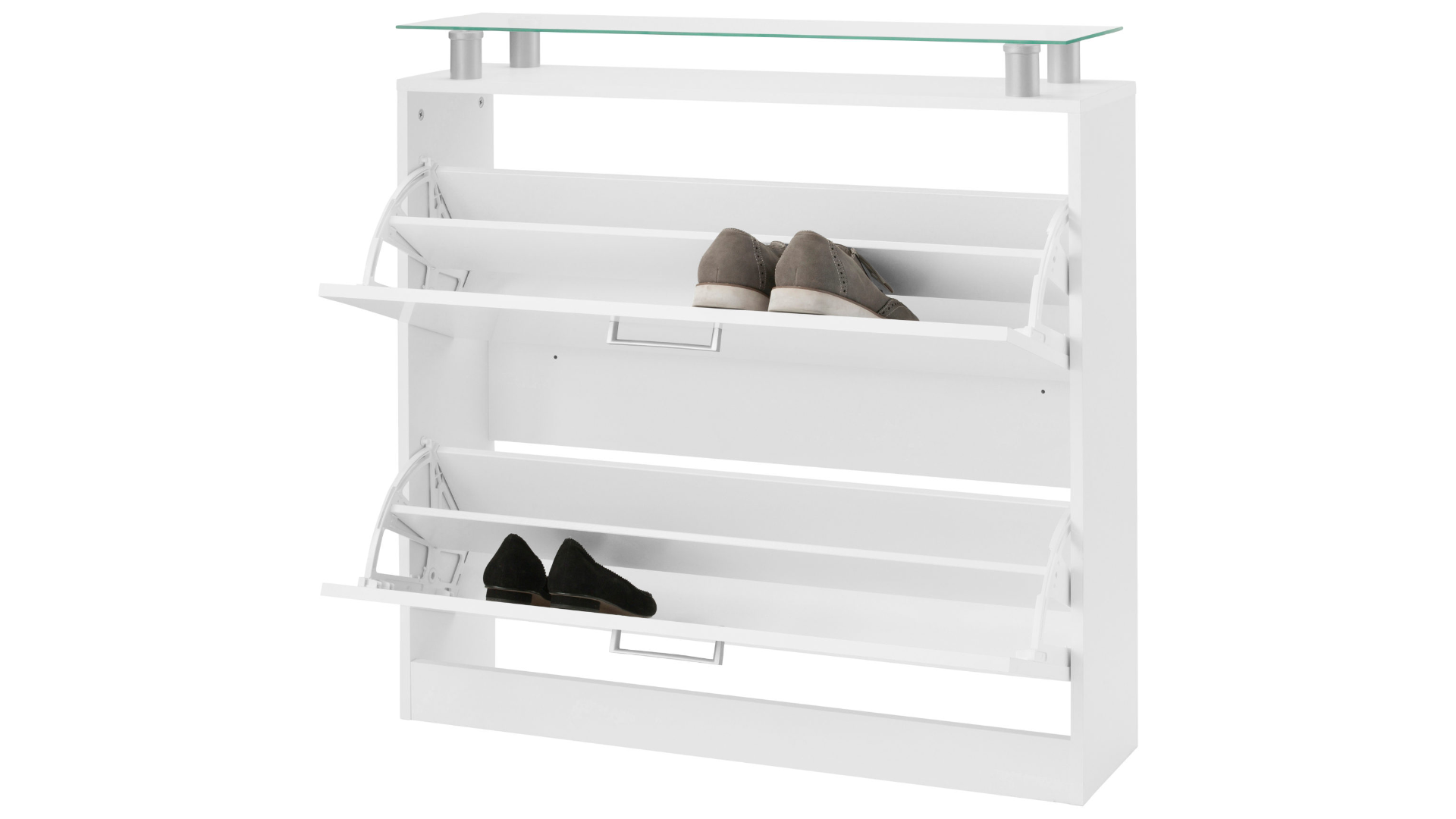 Schuhschrank Weiß "Finn", geöffnete Ansicht