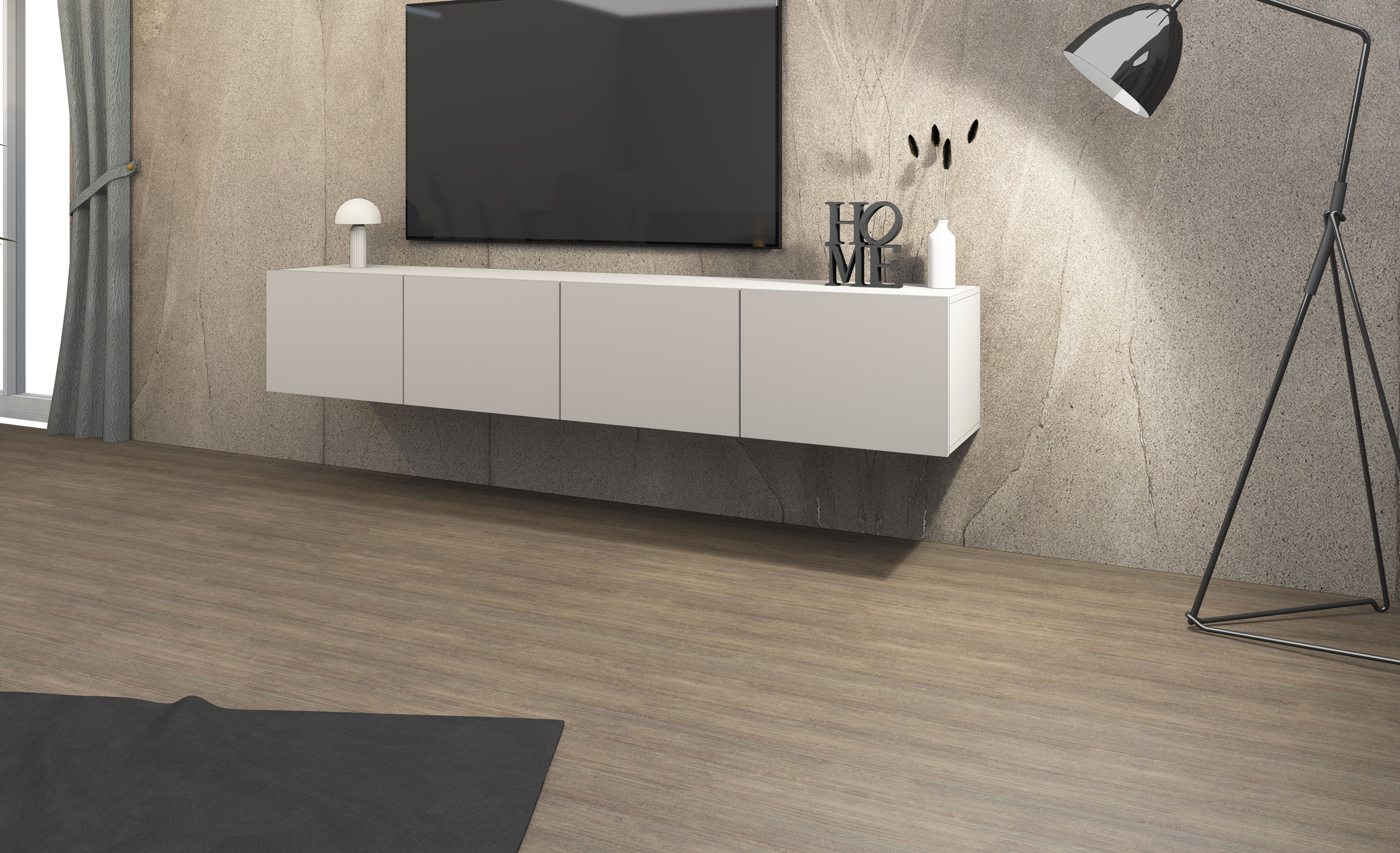 Lowboard Sophia 200 cm mit 4 Türen in Kaschmir