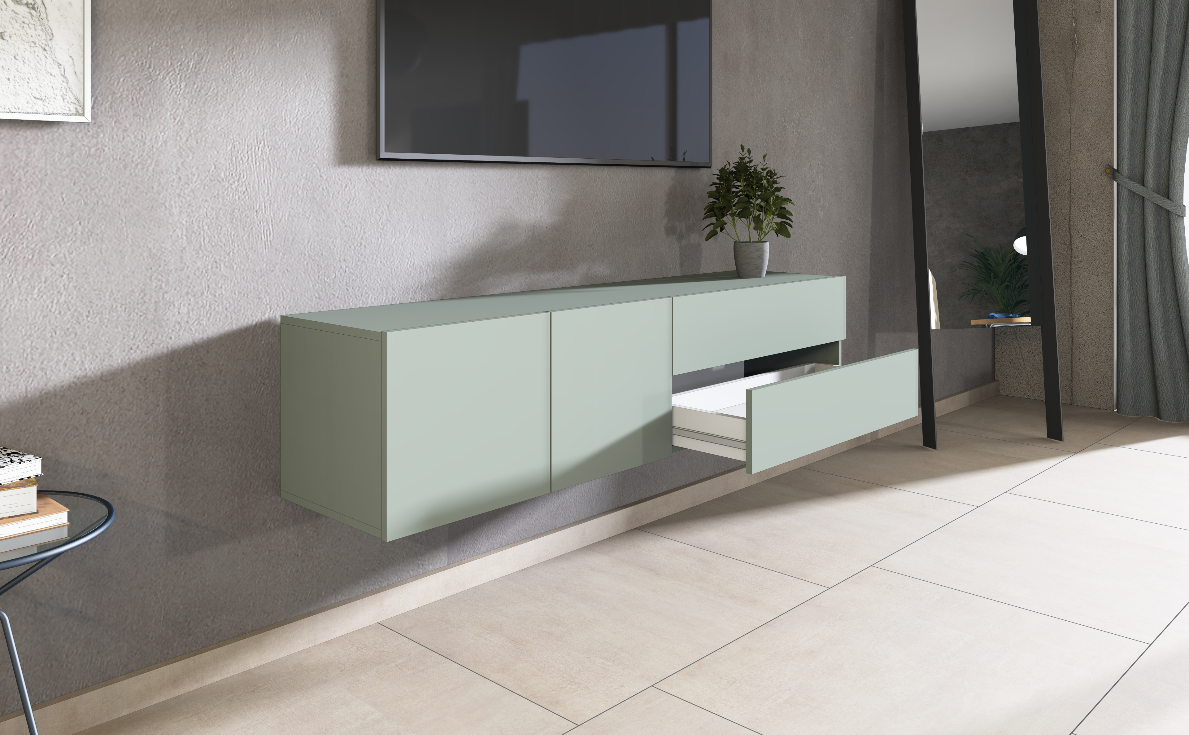 Lowboard SOPHIA 152 cm 2 Türen Salbei