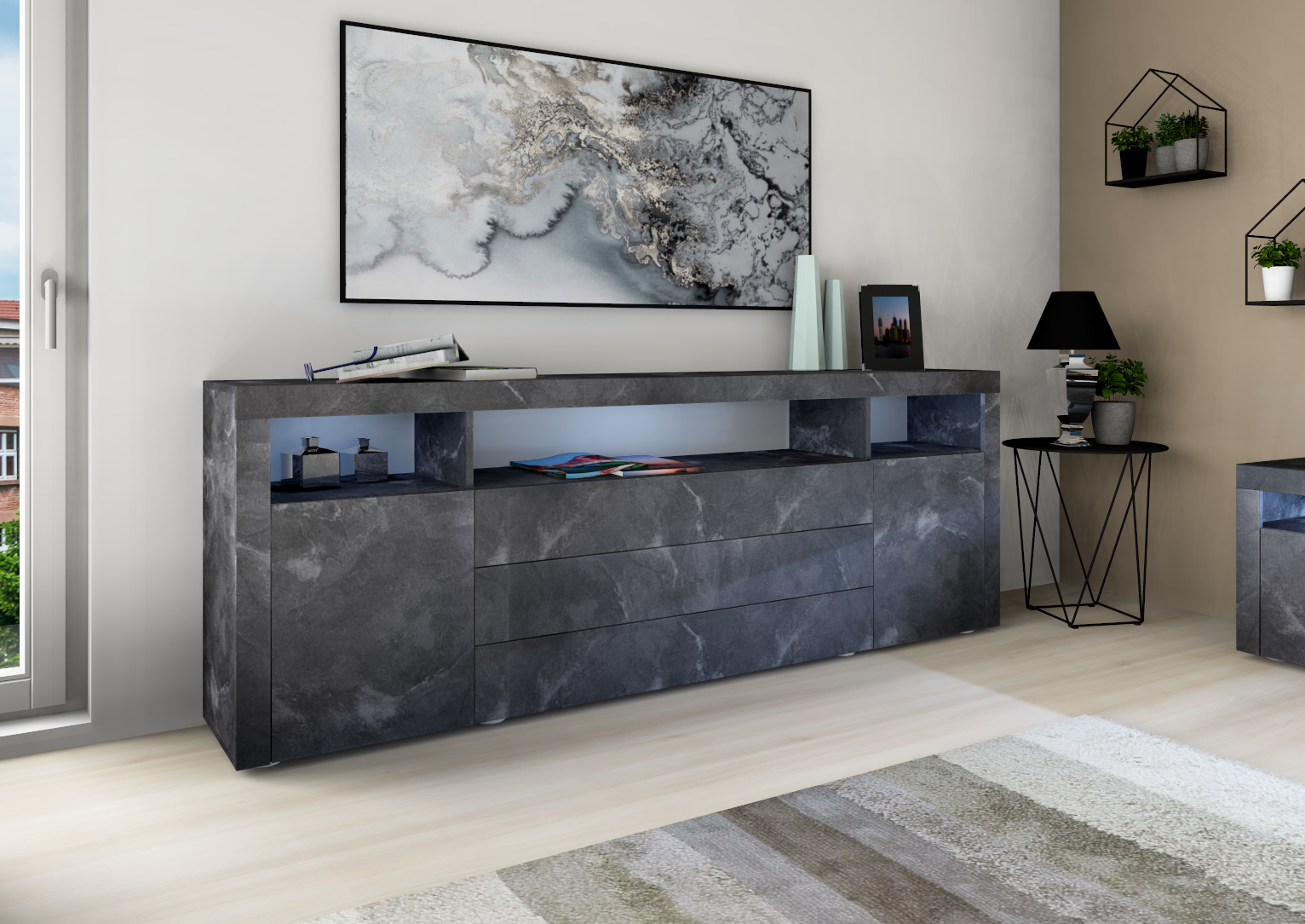 Sideboard Schiefer-Optik 200 cm "Santa Fé"
