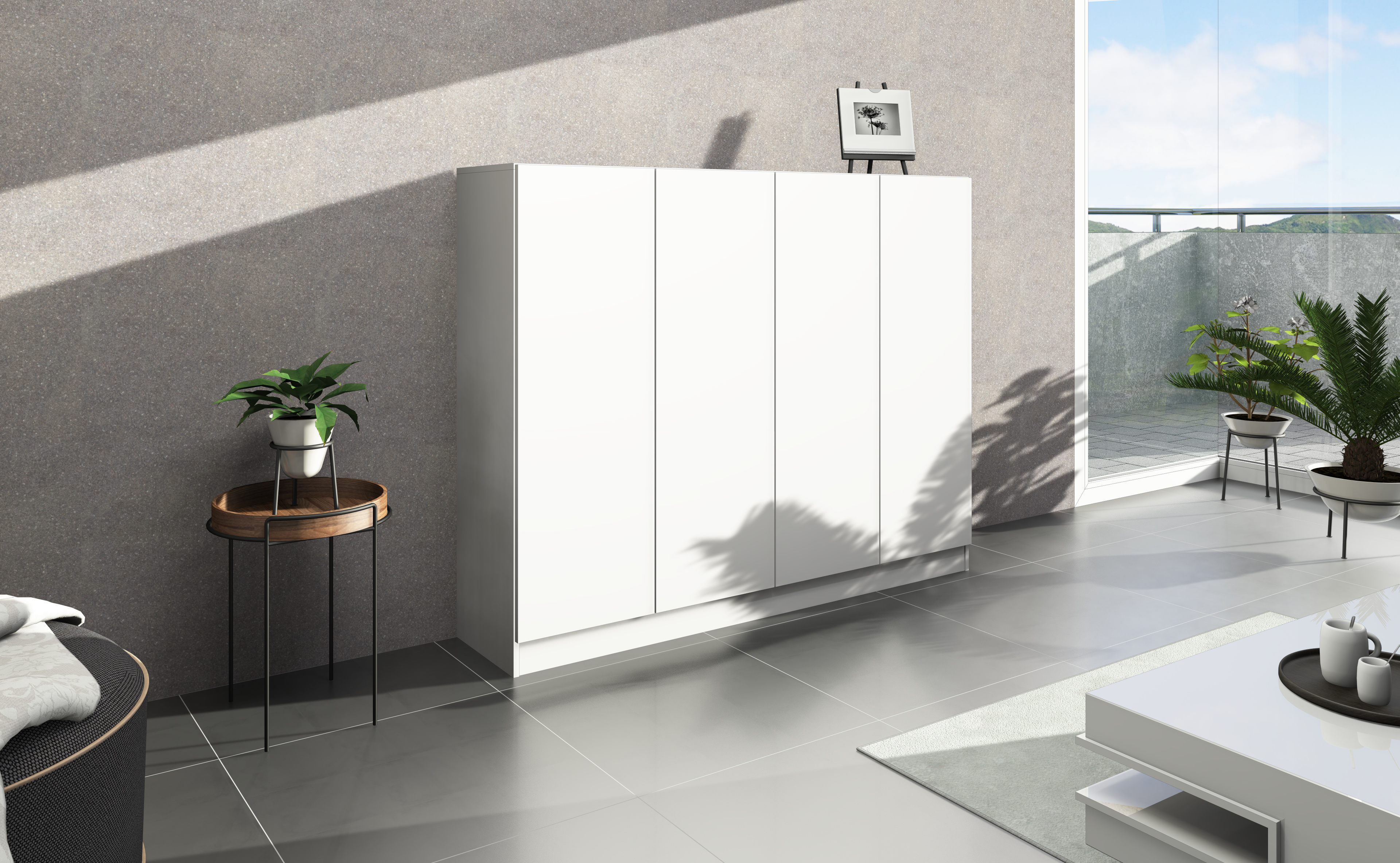 92465348_SCU_4T_weiss-matt_01 Vaasa Schuhschrank 4-türig Weiß