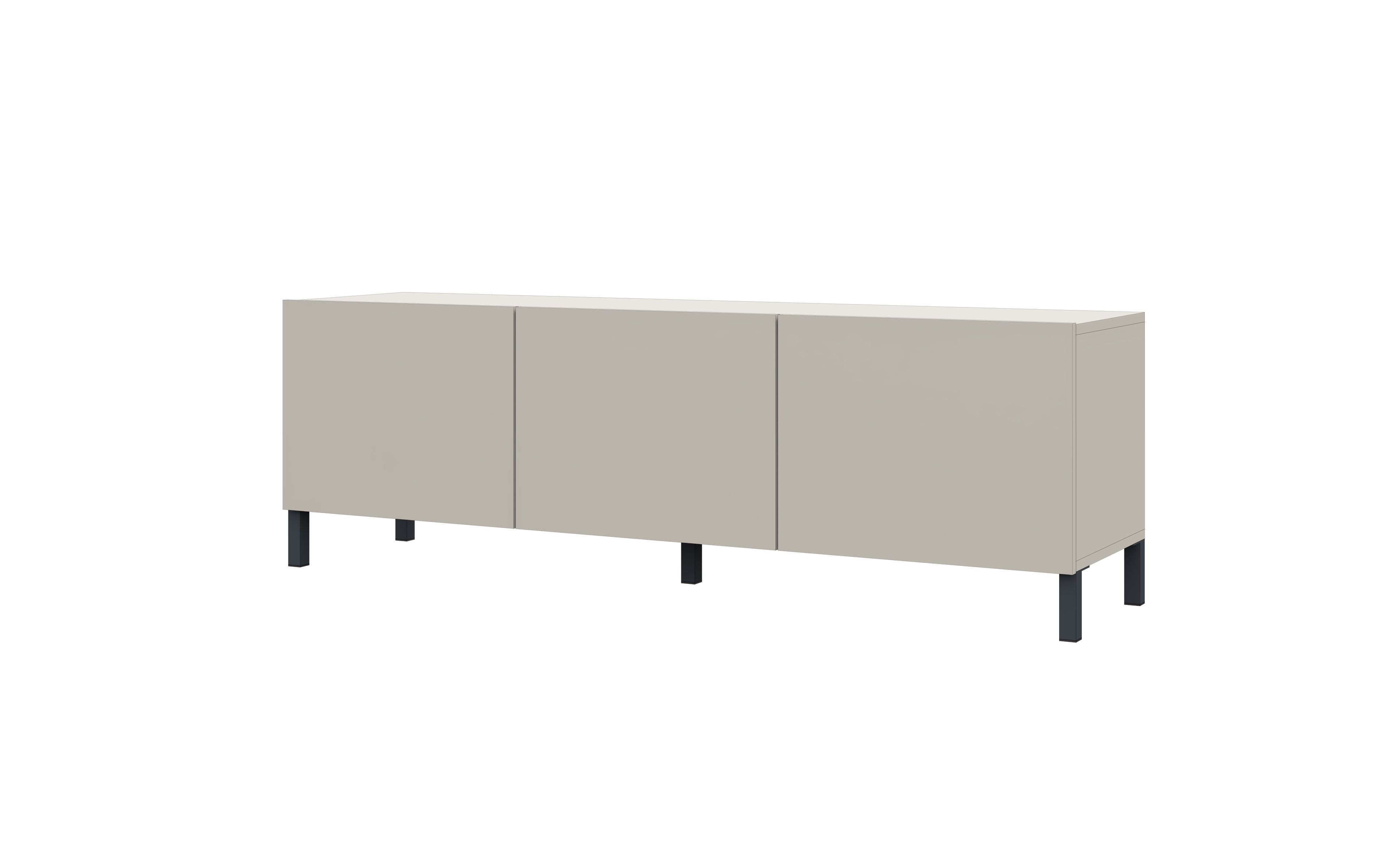 Lowboard Pori 139 cm Kaschmir-Dekor, 3 Türen, Metallfüße